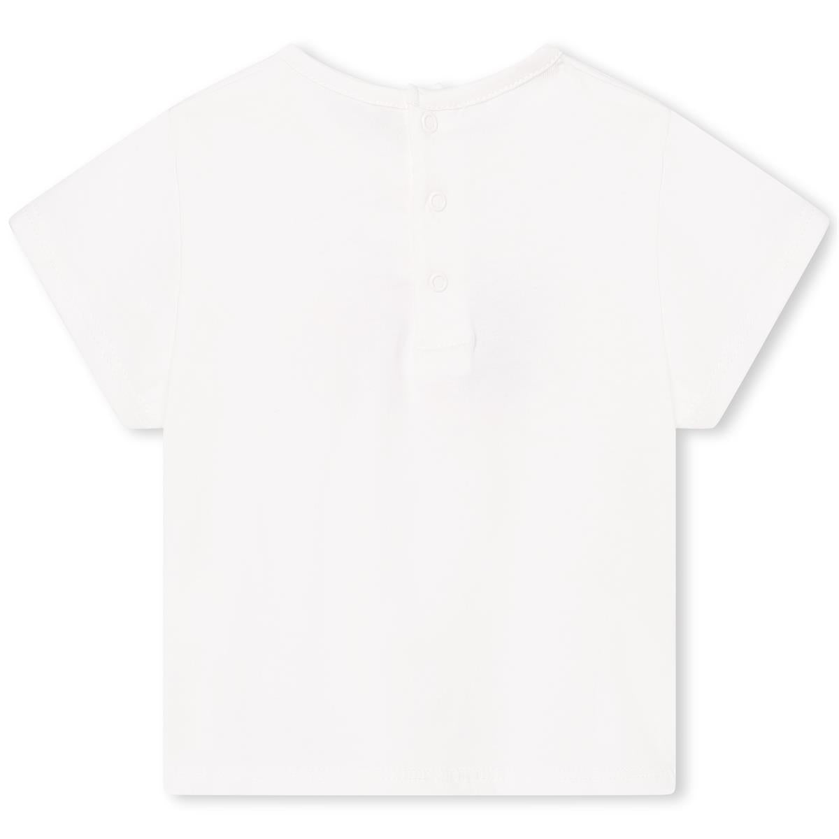 Baby Girls White Logo Cotton T-Shirt