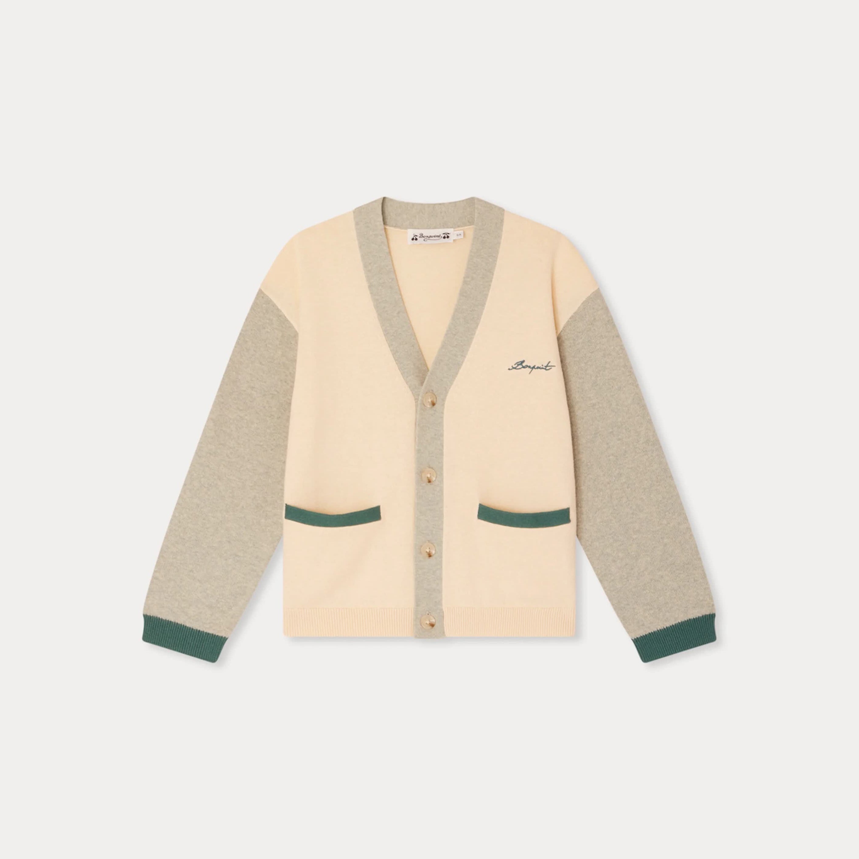 Boys Ivory Knit Cotton Cardigan