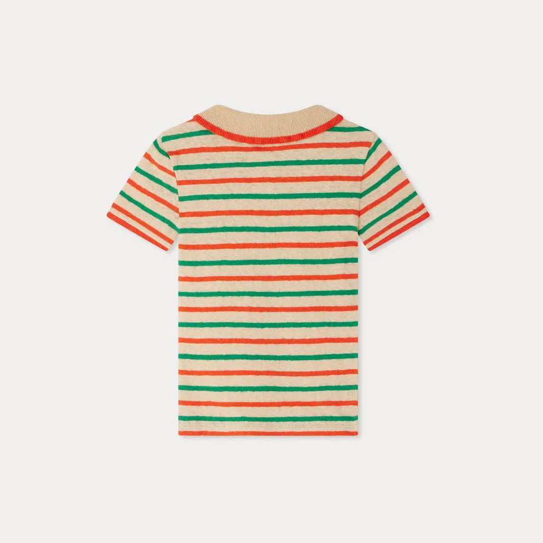 Girls Multicolor Stripes Cotton T-Shirt