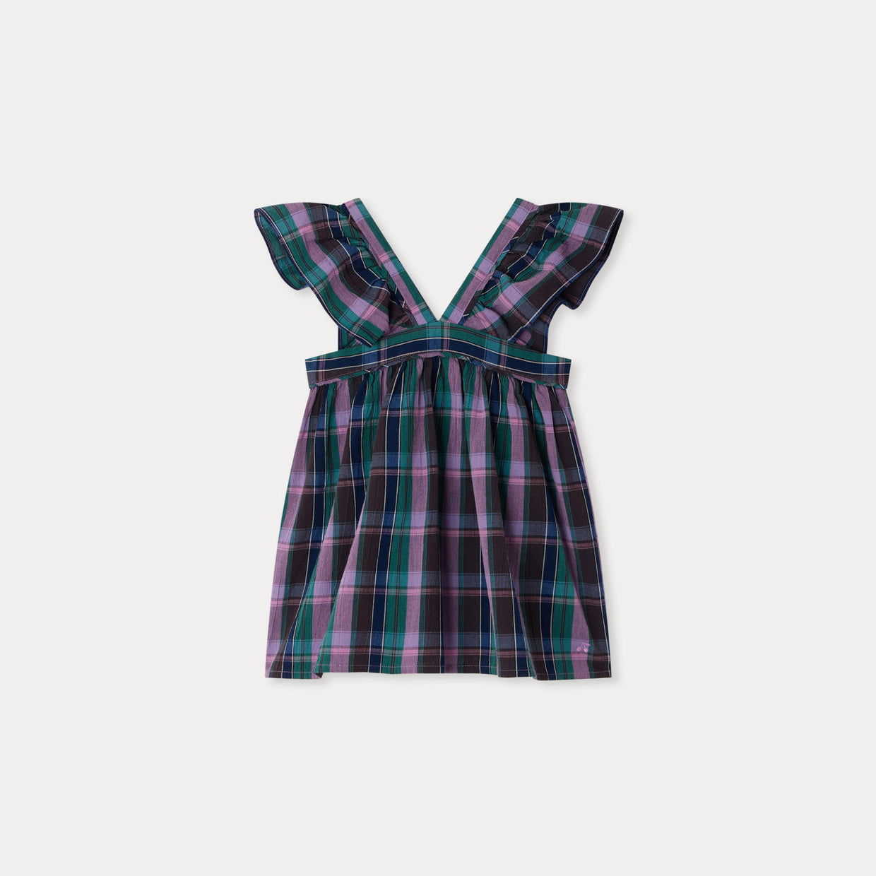 Girls Purple Check Cotton Top