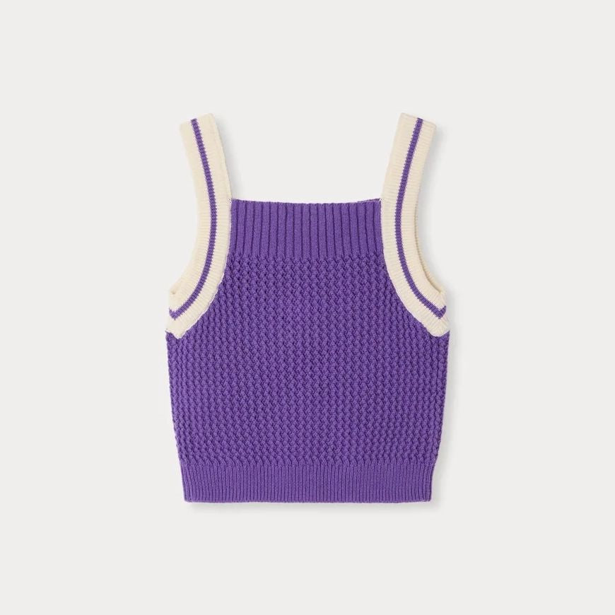 Girls Violet Cotton Knit Vest