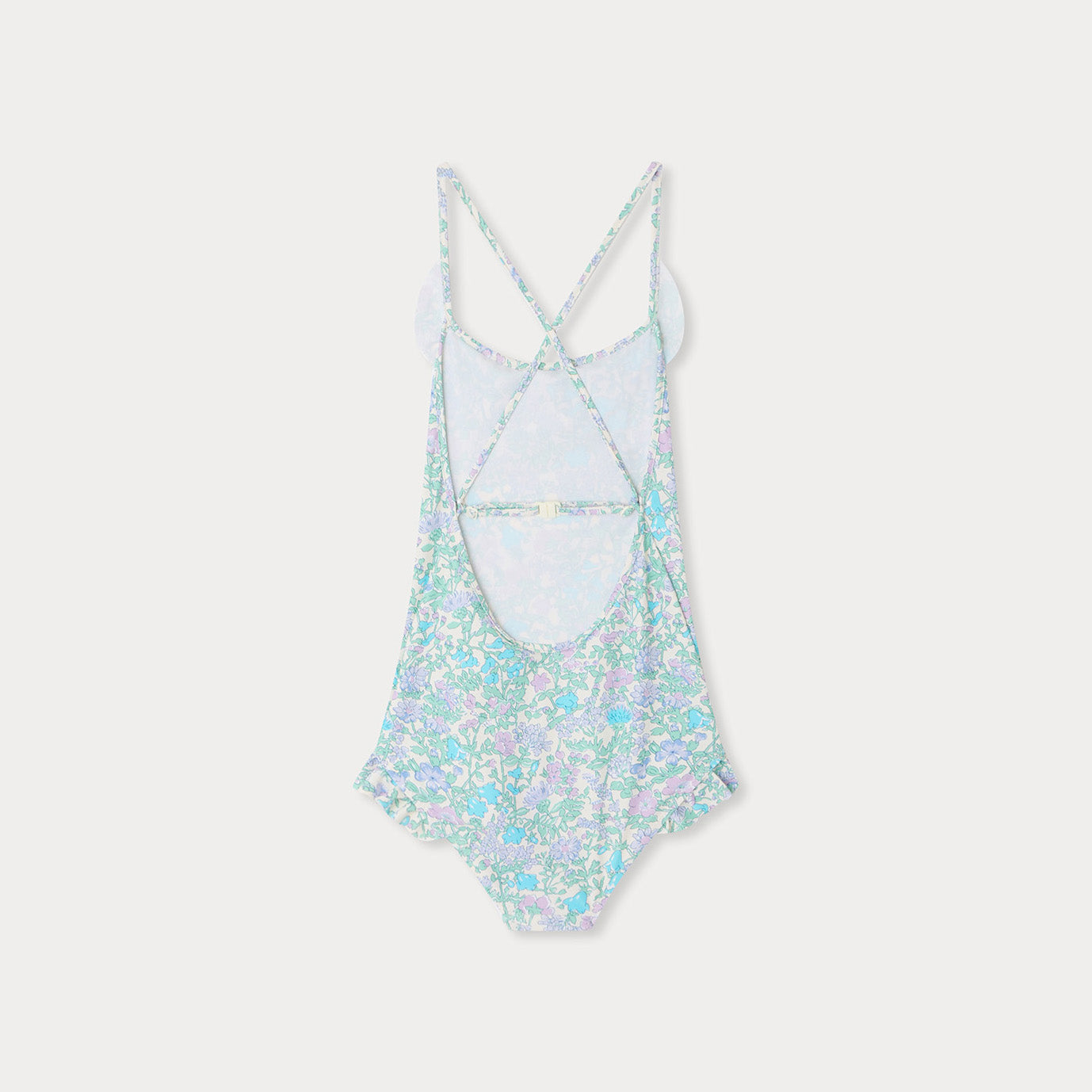 Girls Green Floral Swimsuit