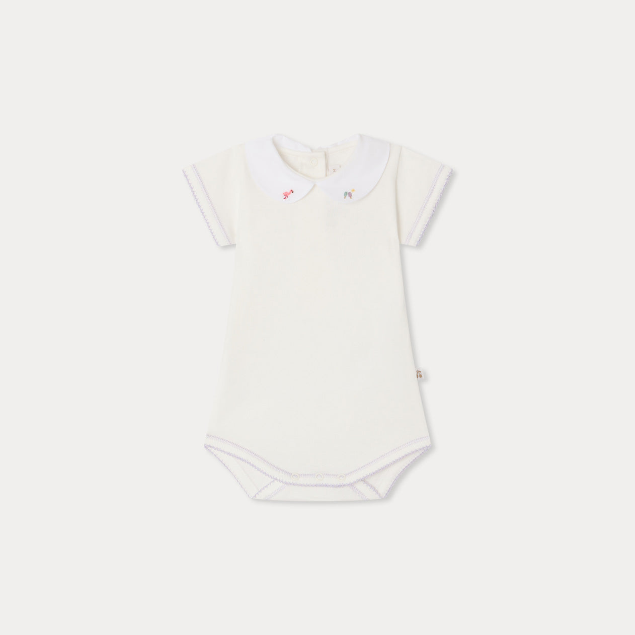 Baby Girls White Embroidered Cotton Babysuit