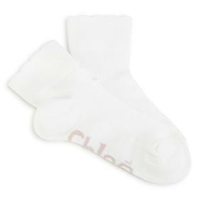 Girls White Logo Cotton Socks