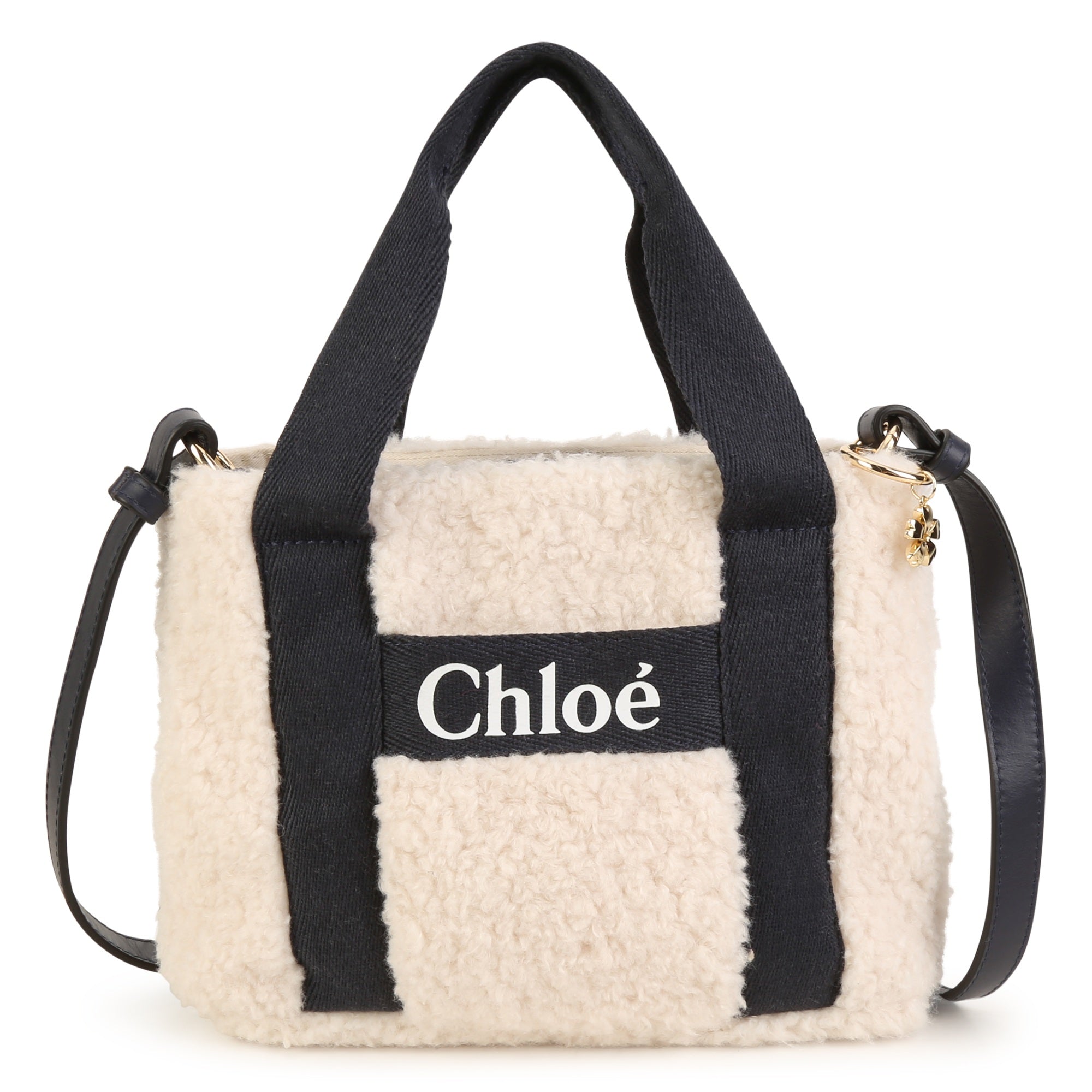 Girls White Logo Sherpa Fleece Handbag(29cm)