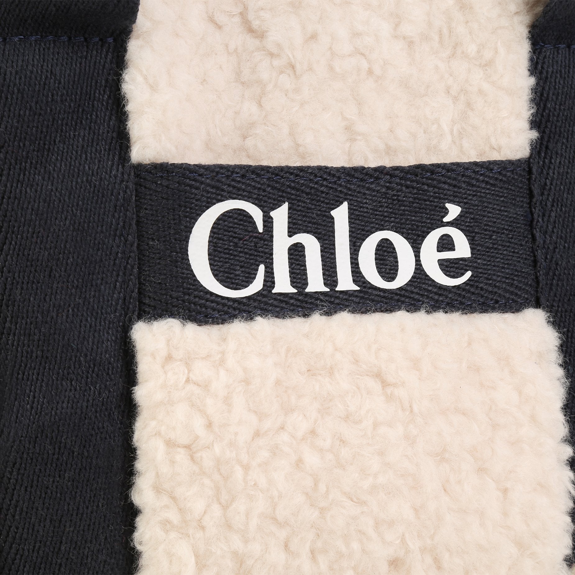 Sac à main polaire Sherpa blanc à logo pour filles (29 cm)