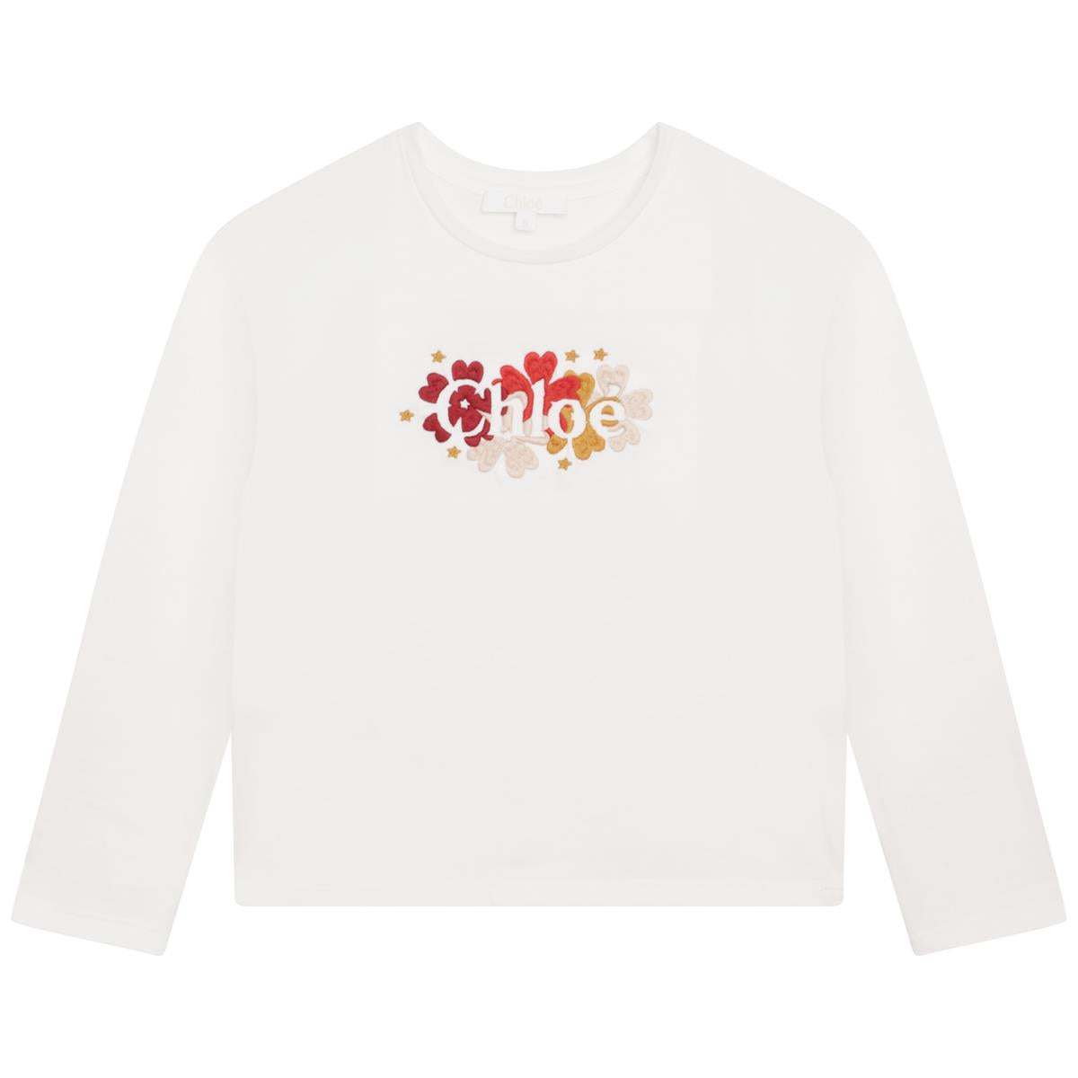 Girls White Logo Cotton T-Shirt