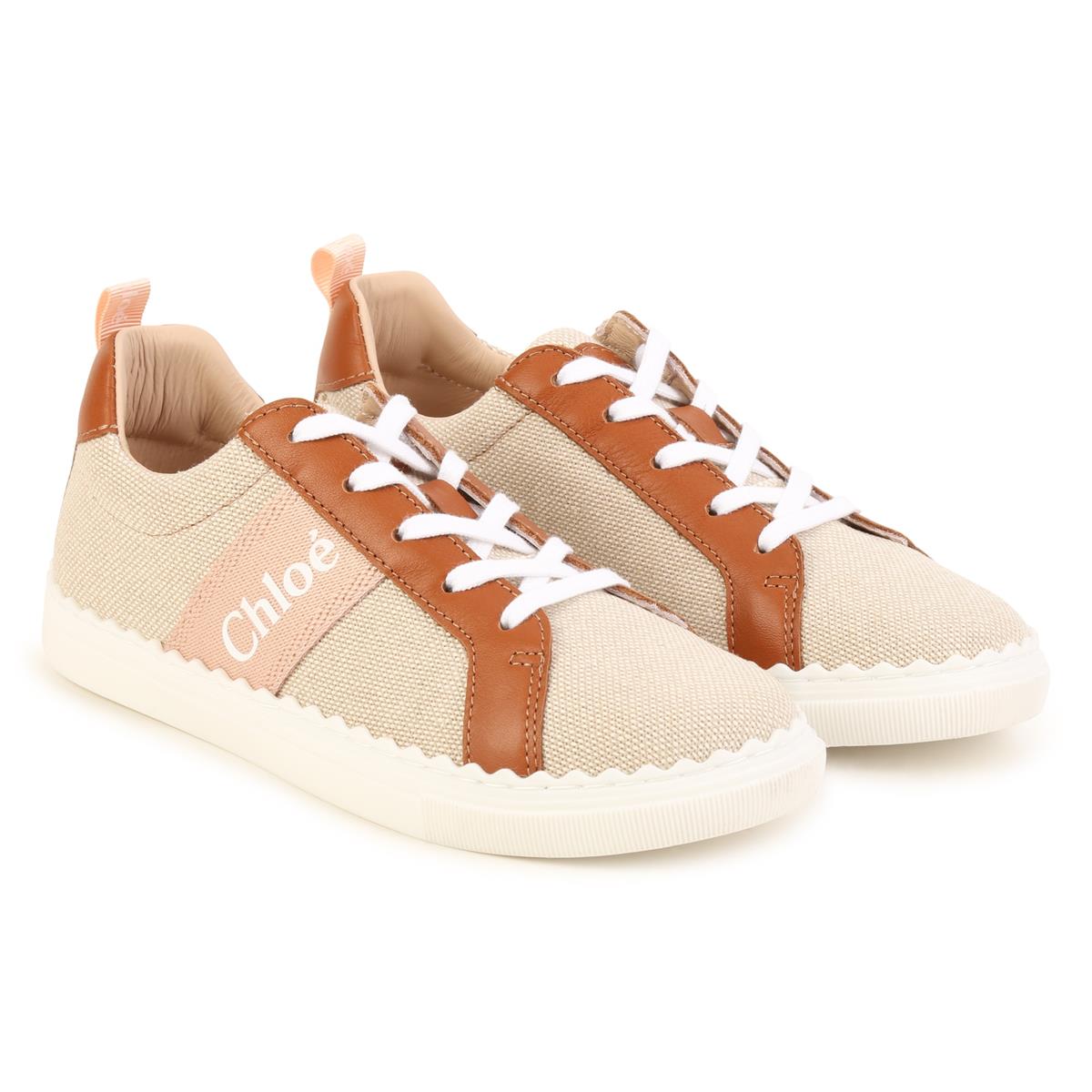 Girls Beige Logo Shoes