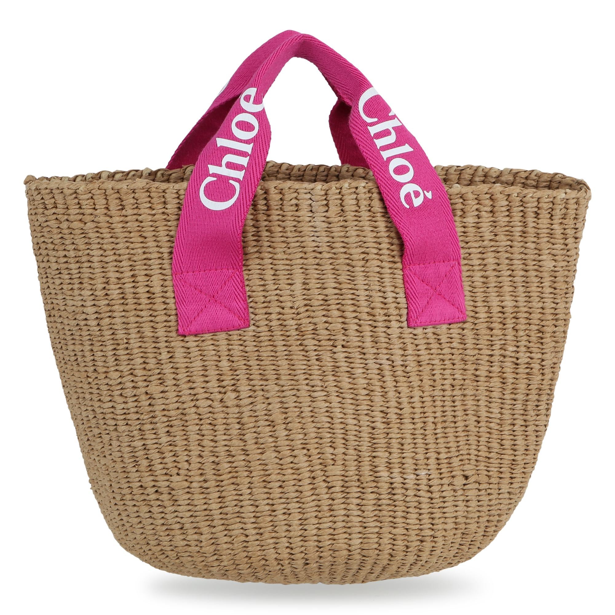 Girls Beige Woven Straw Handbag