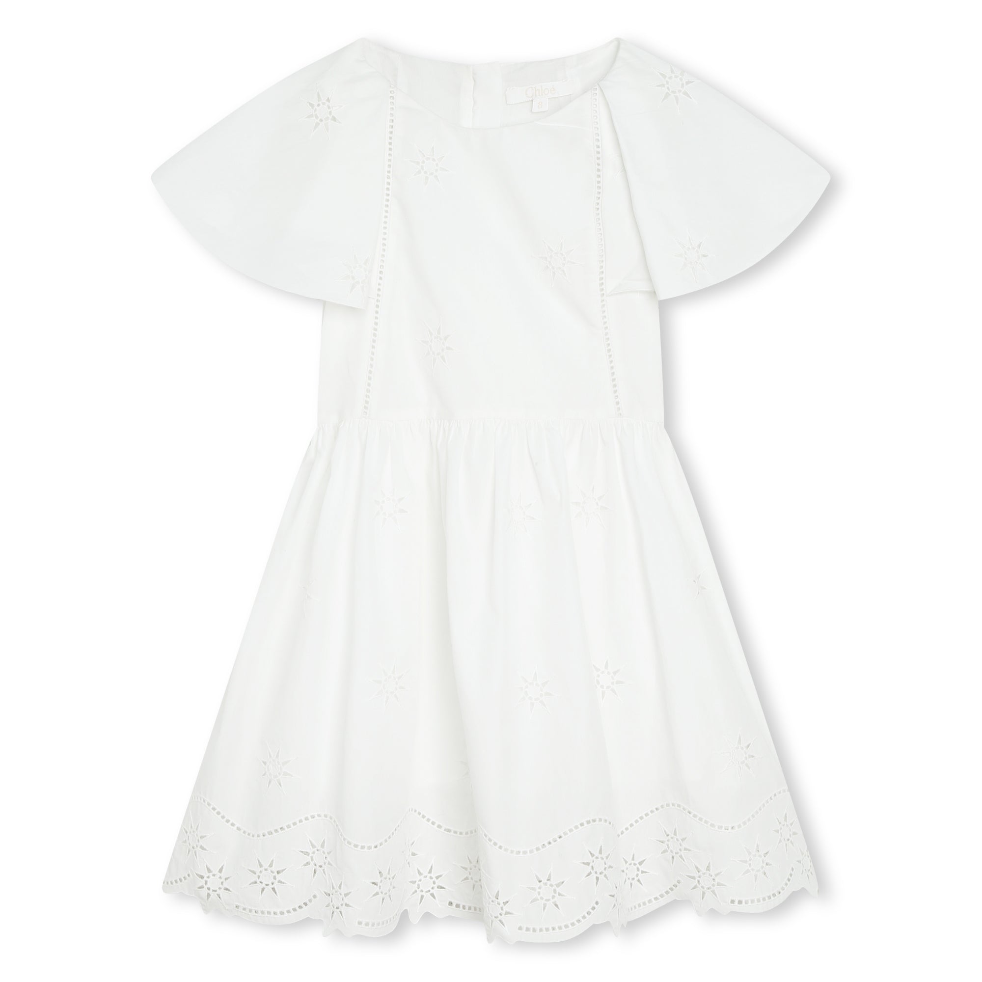 Girls White Embroidered Cotton Dress