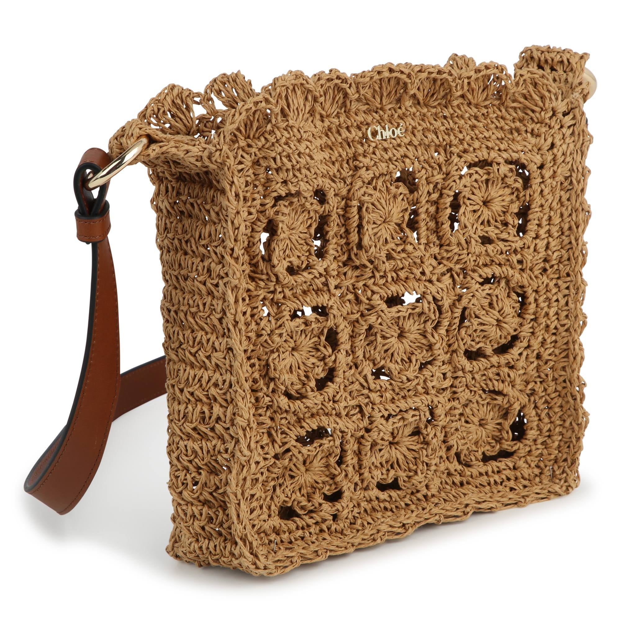 Girls Beige Raffia Shoulder Bag (21cm)