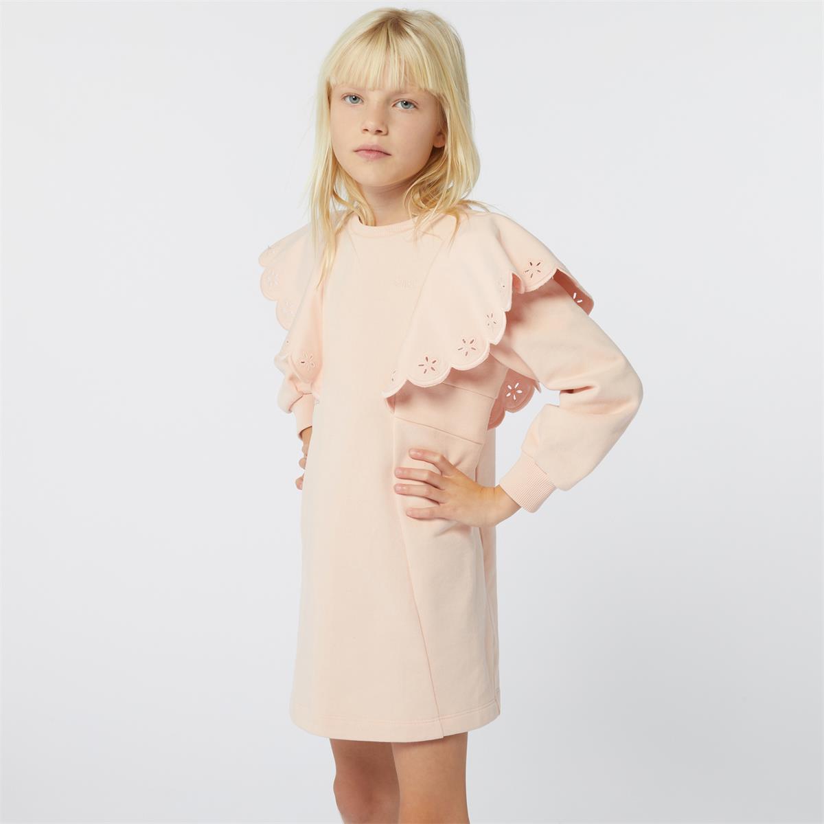 Girls Pink Ruffled Cotton Dress