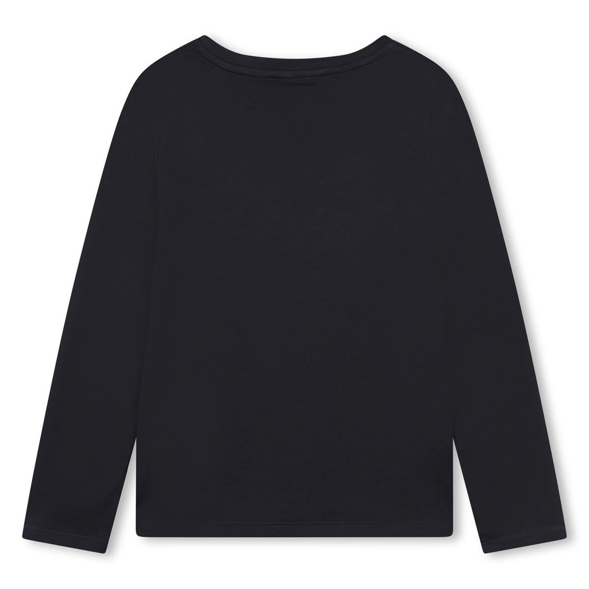 Girls Dark Blue Cotton T-Shirt