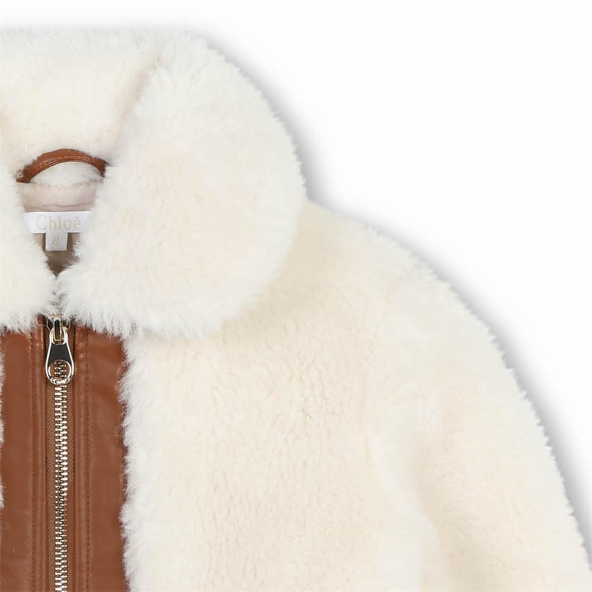 Girls Beige Fur Jacket