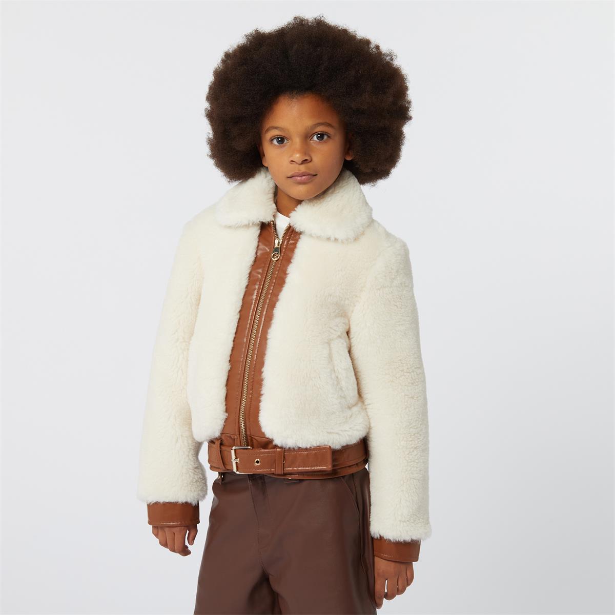 Girls Beige Fur Jacket