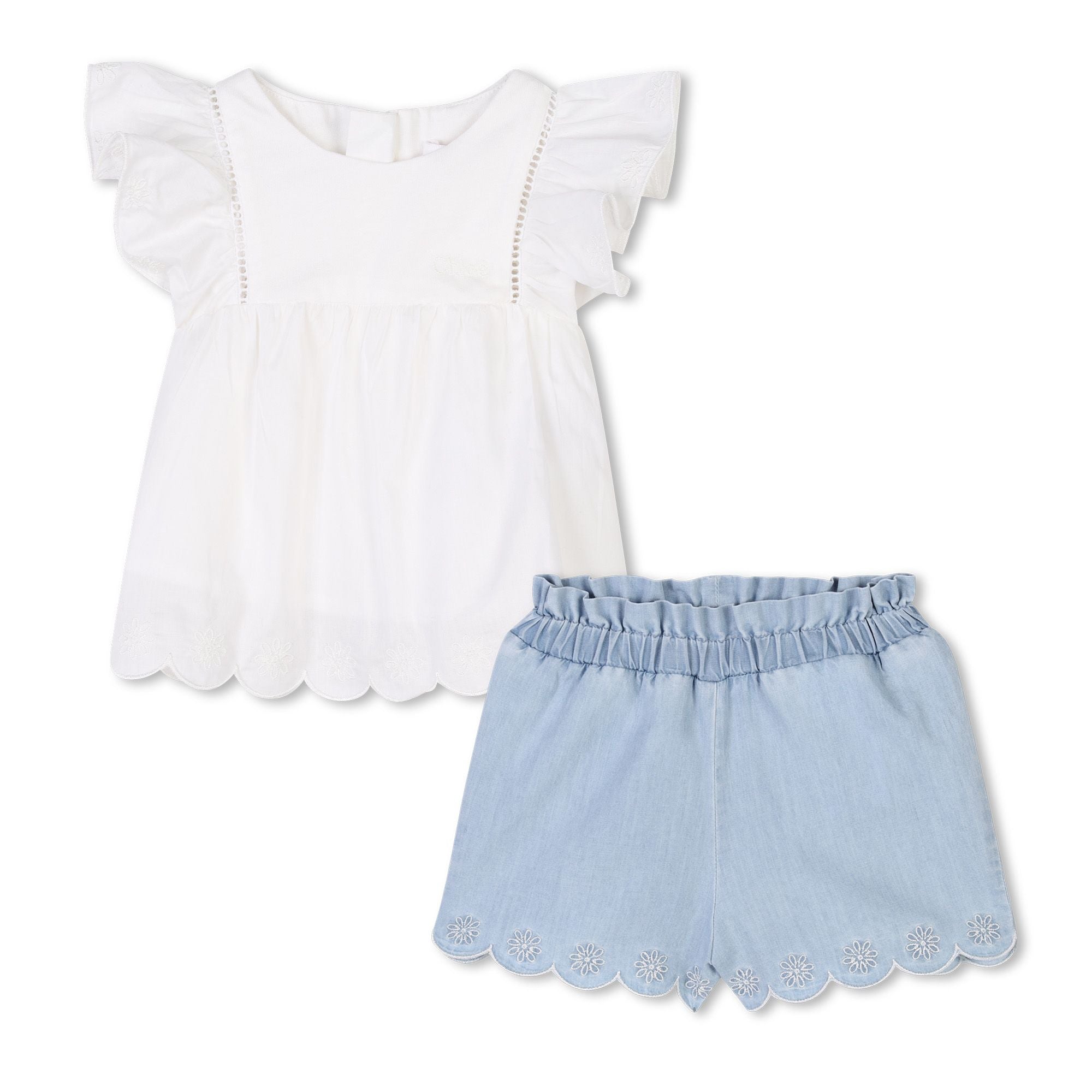 Baby Girls White Ruffled Cotton Set