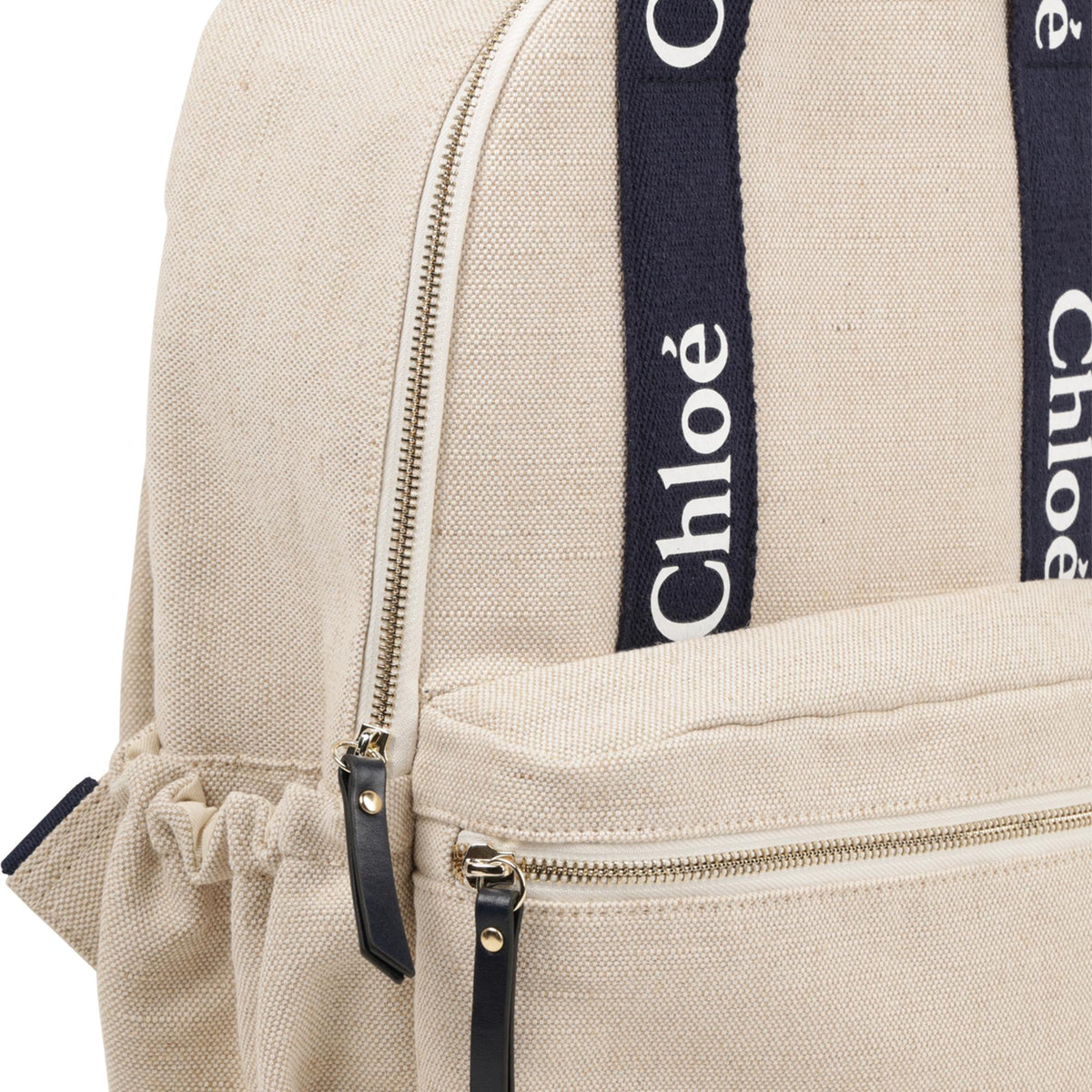 Sac à dos en toile beige pour filles (L x l x H : 28 x 9 x 36 cm)