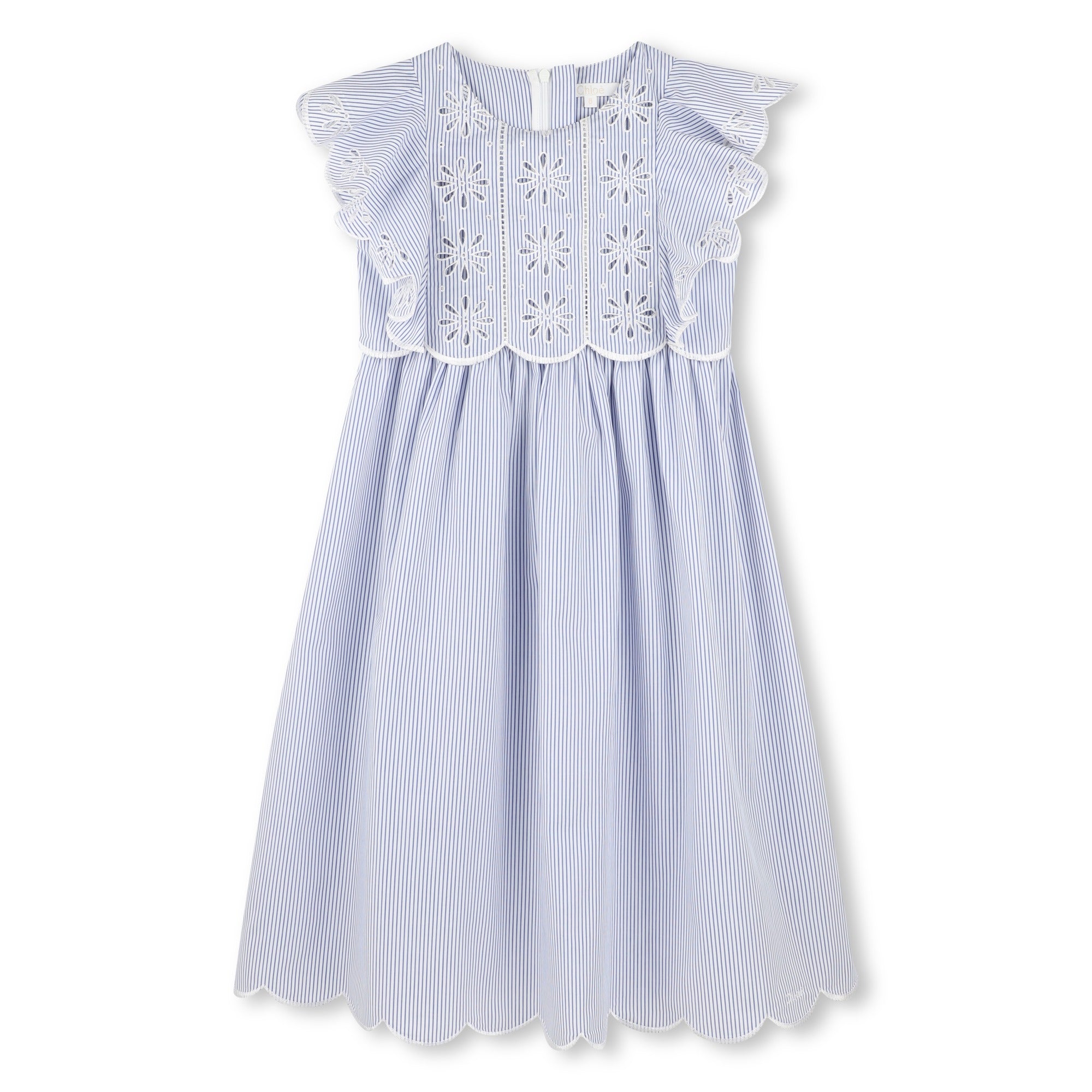 Girls Light Blue Stripes Cotton Dress