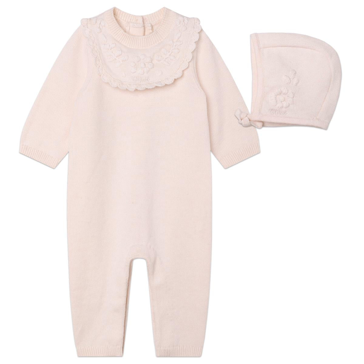 Baby Girls Pink Cotton Babysuit Set