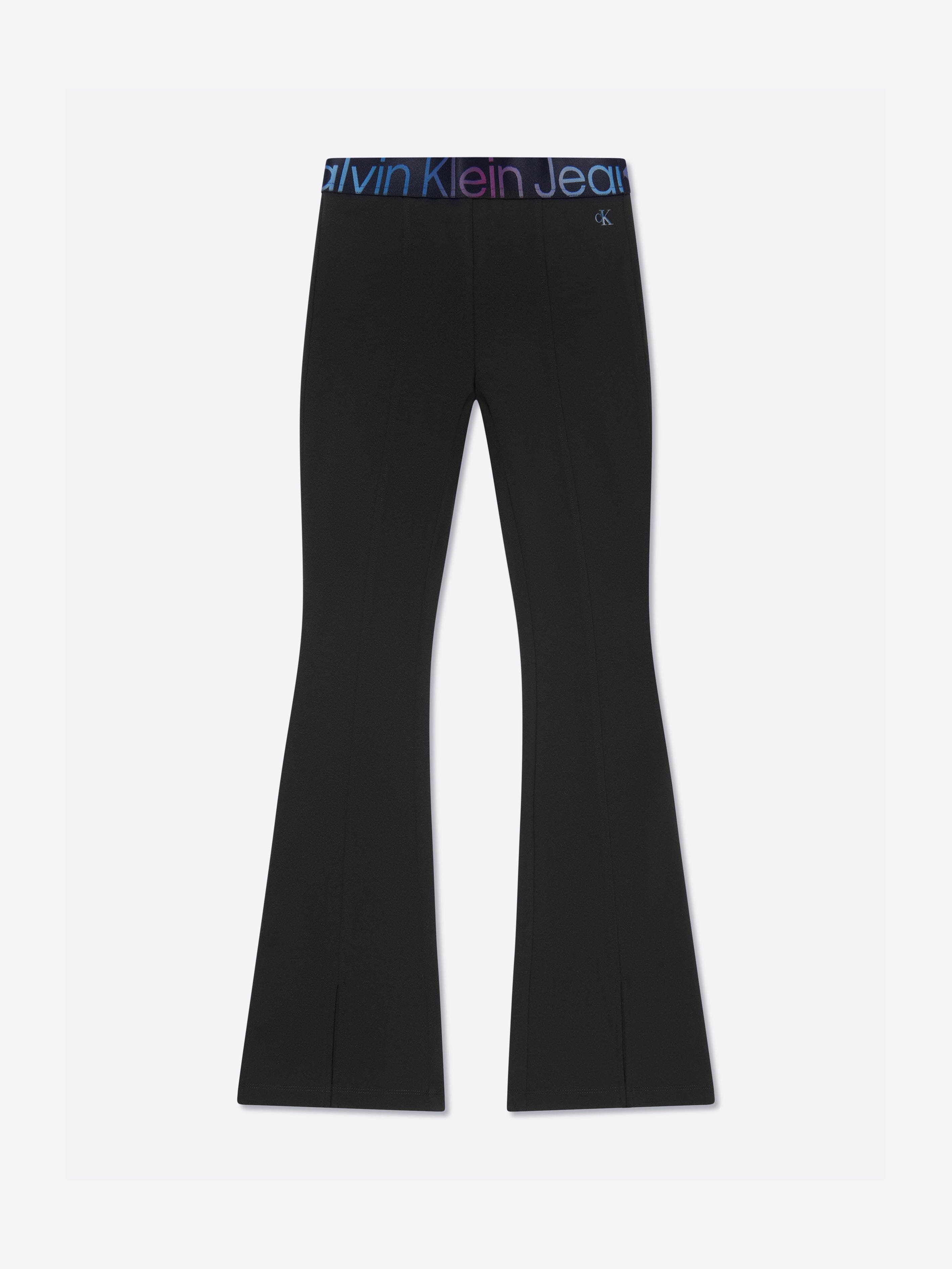 Calvin Klein Girls Punto Tape Flare Pants in Black