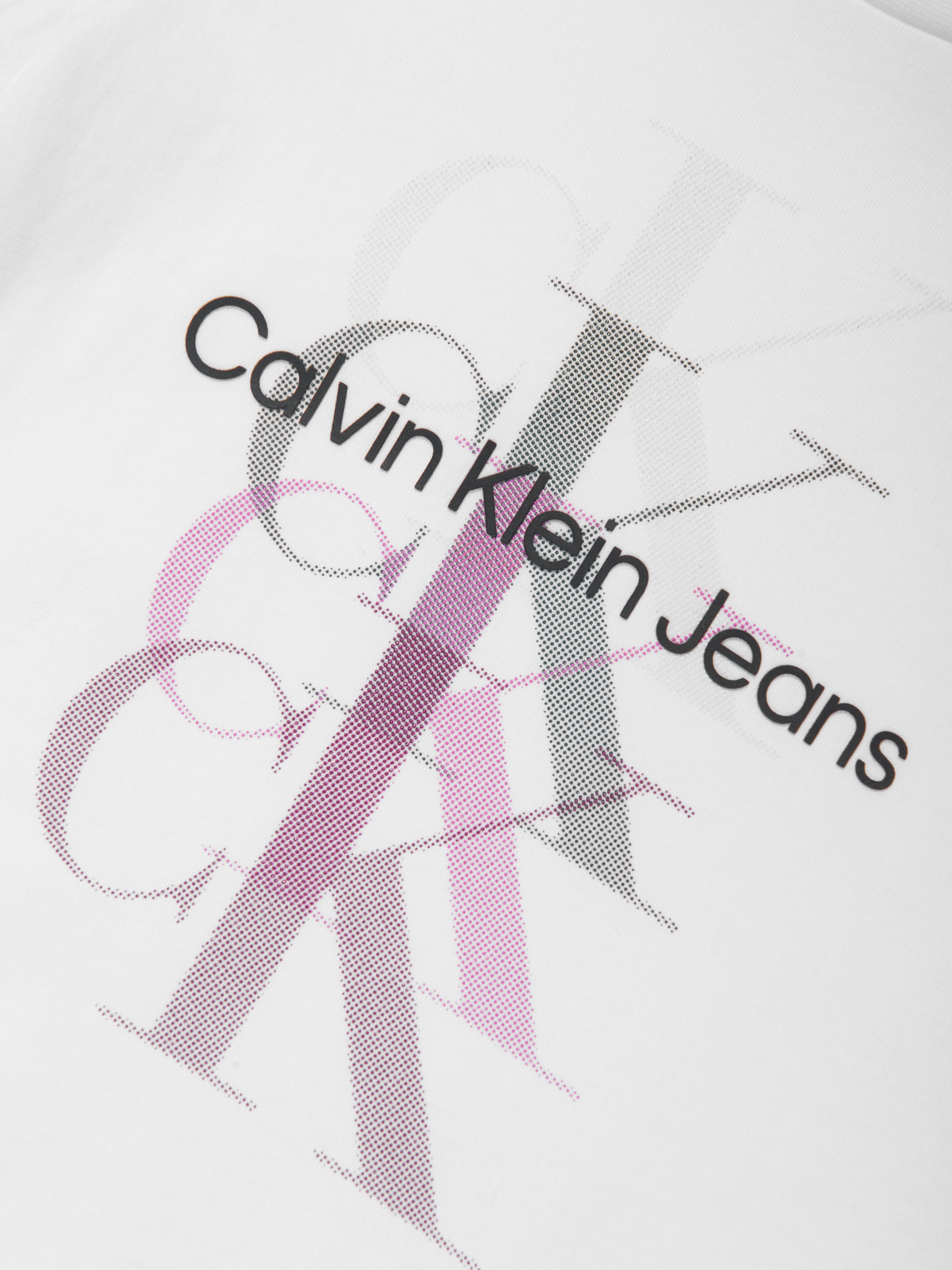 Calvin Klein Girls Monogram Repeat Slim T-Shirt in White
