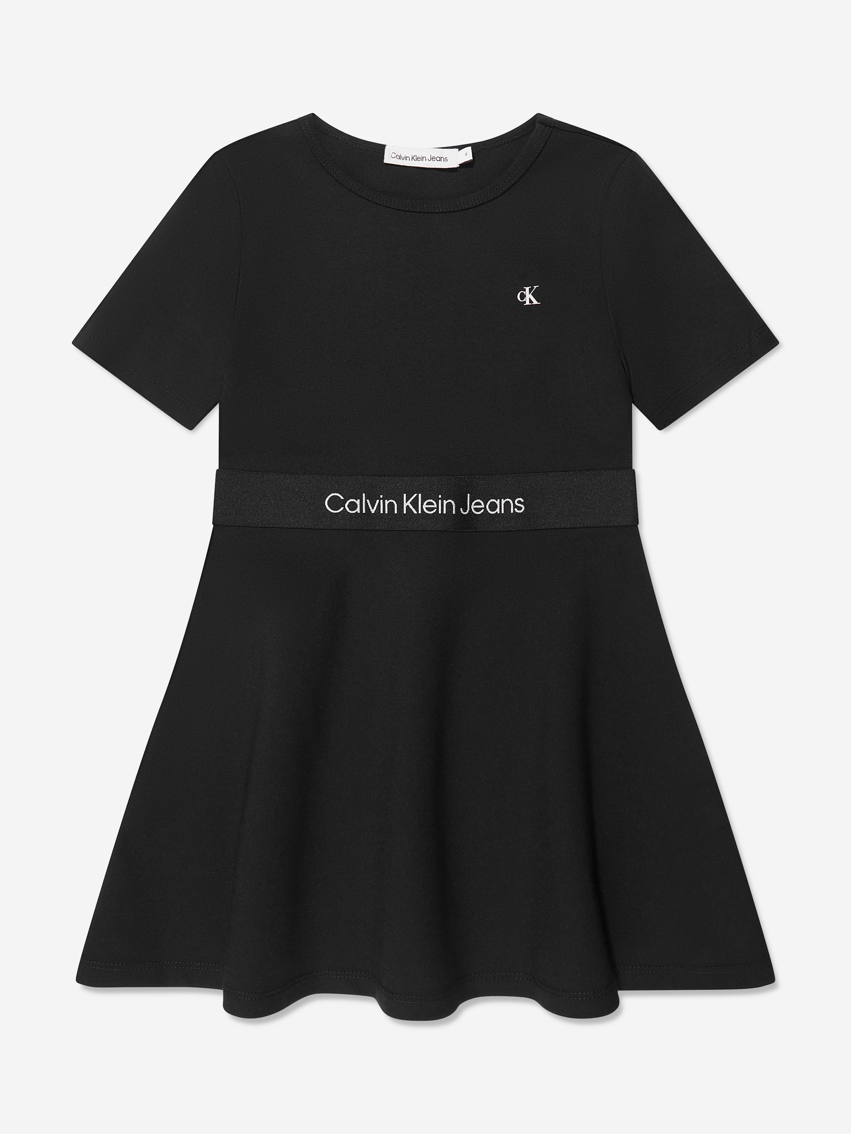 Calvin Klein Girls Punto Tape Dress in Black