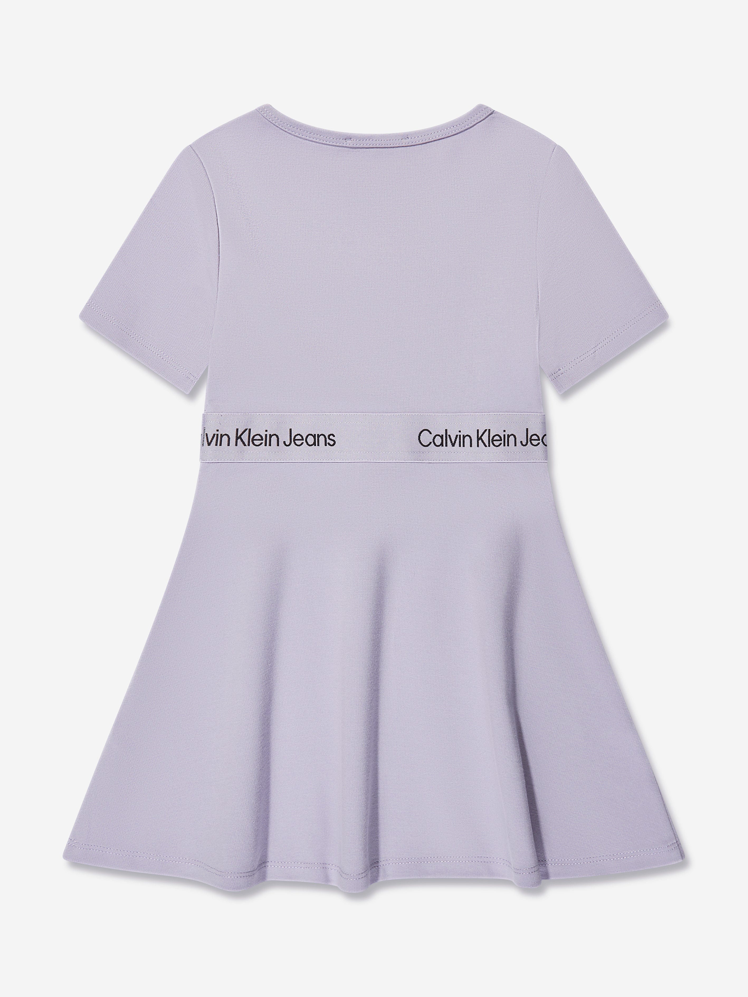 Calvin Klein Girls Punto Tape Dress in Lilac