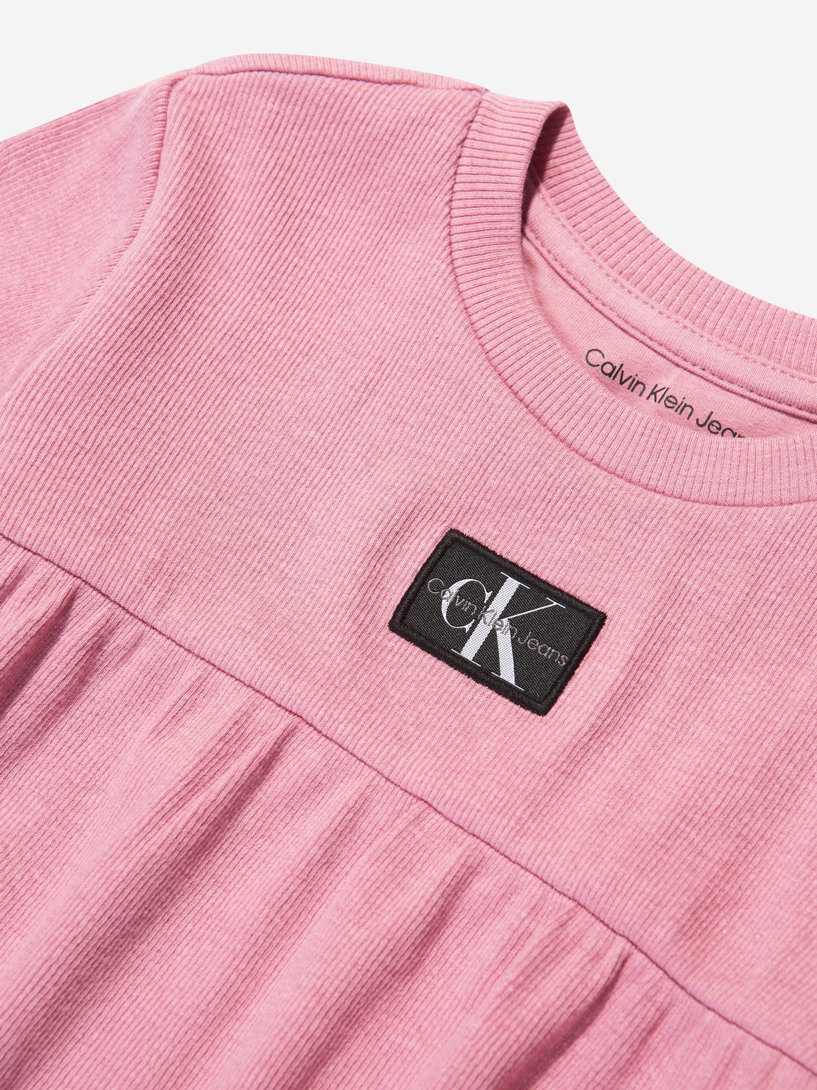 Calvin Klein Baby Girls Monogram Rib Dress in Pink