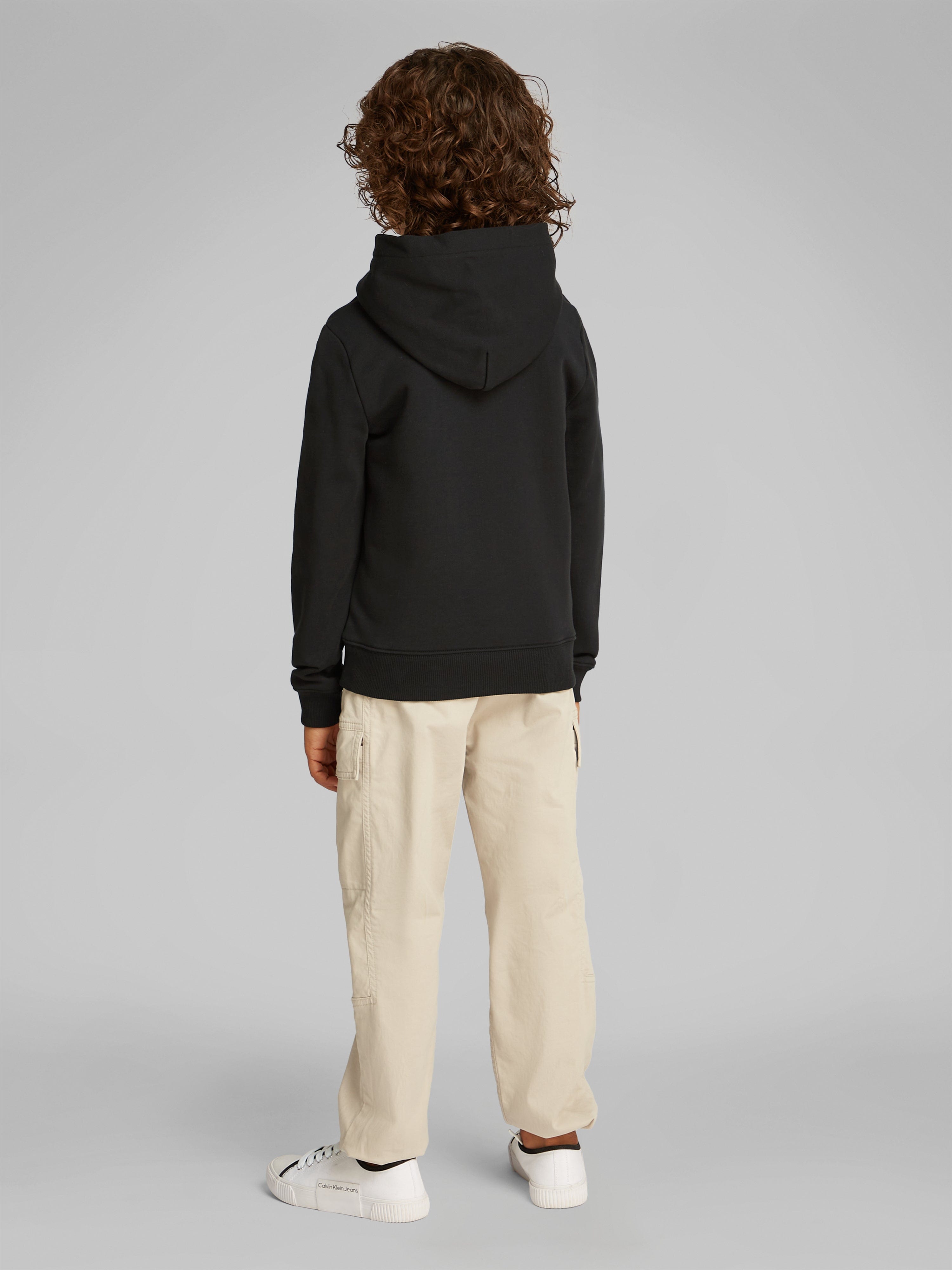 Calvin Klein Kids Logo Regular Terry Hoodie in Black