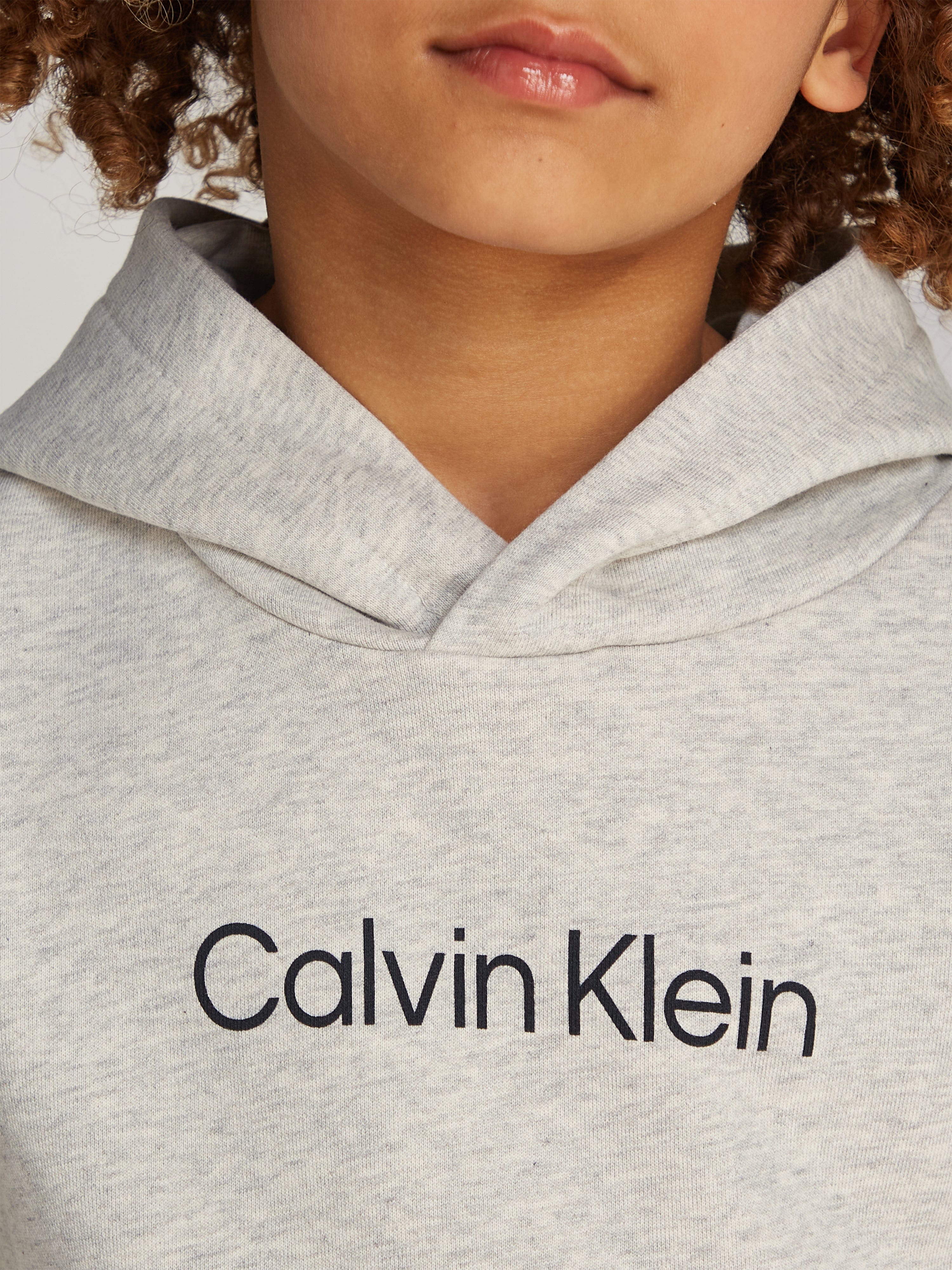 Calvin Klein Kids Logo Regular Terry Hoodie in Grey