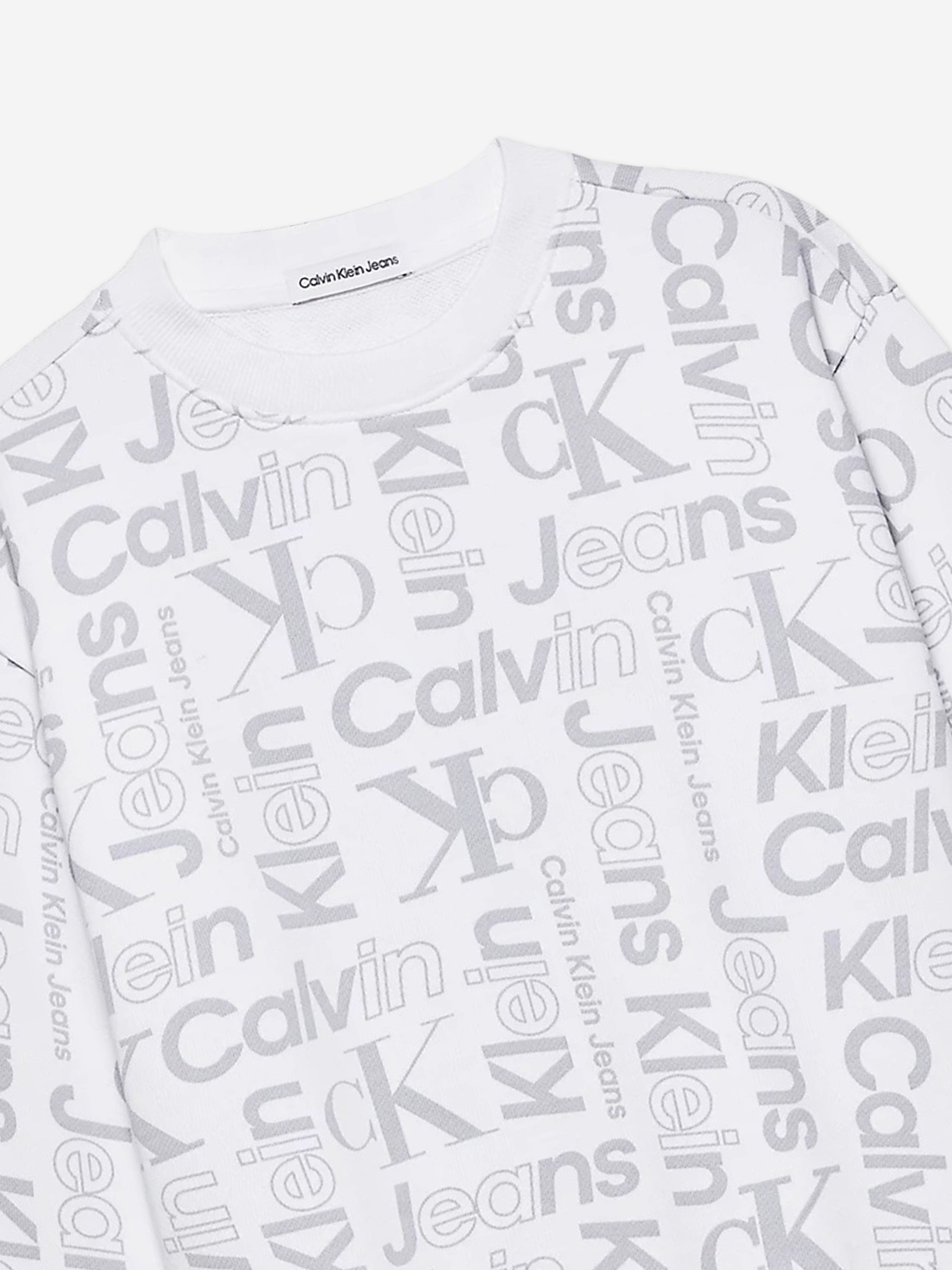 Calvin Klein Boys Institutional CK Logo Sweatshirt in White