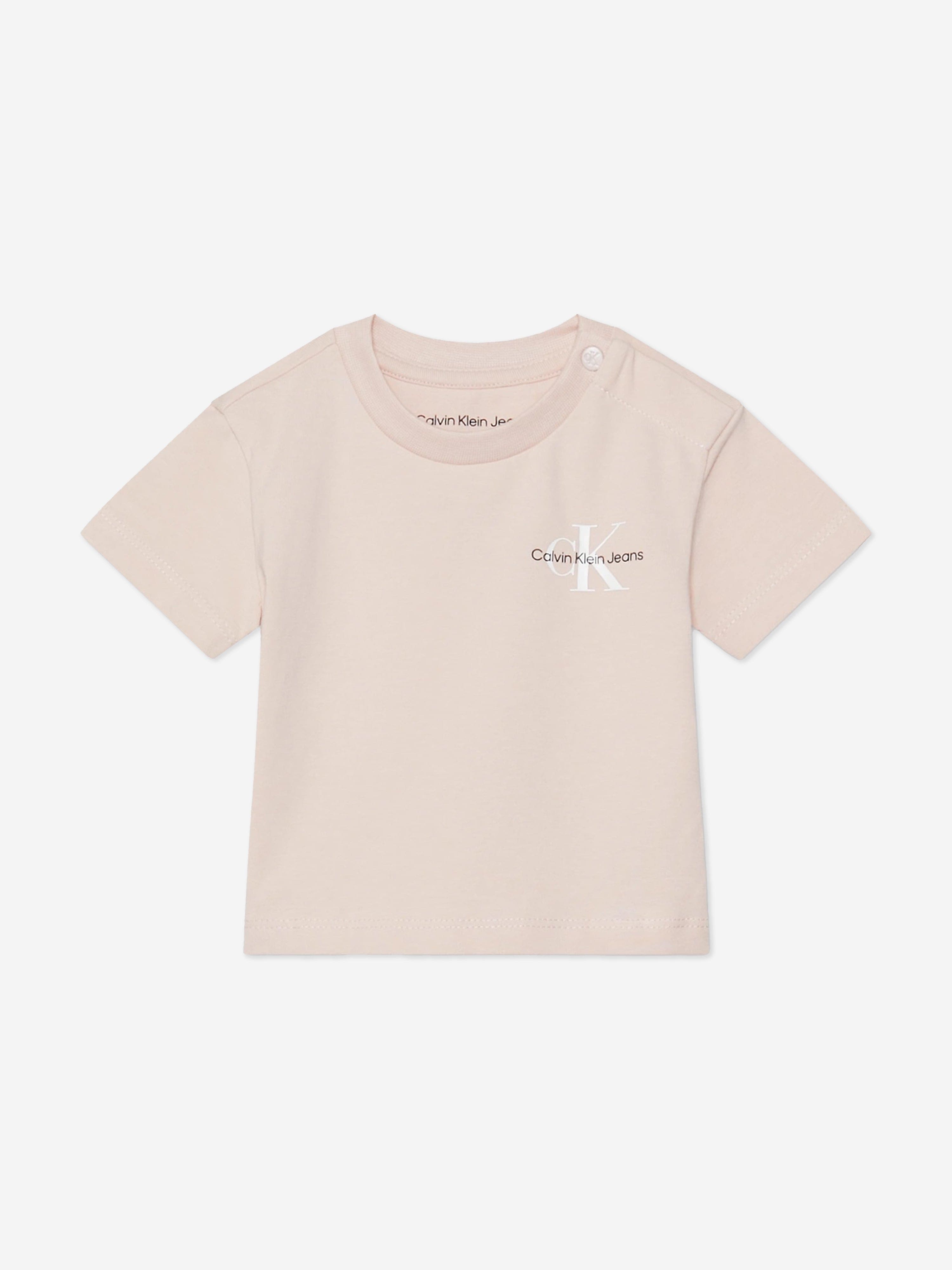 Calvin Klein Baby Girls Monogram Logo Shorts Set in Pink