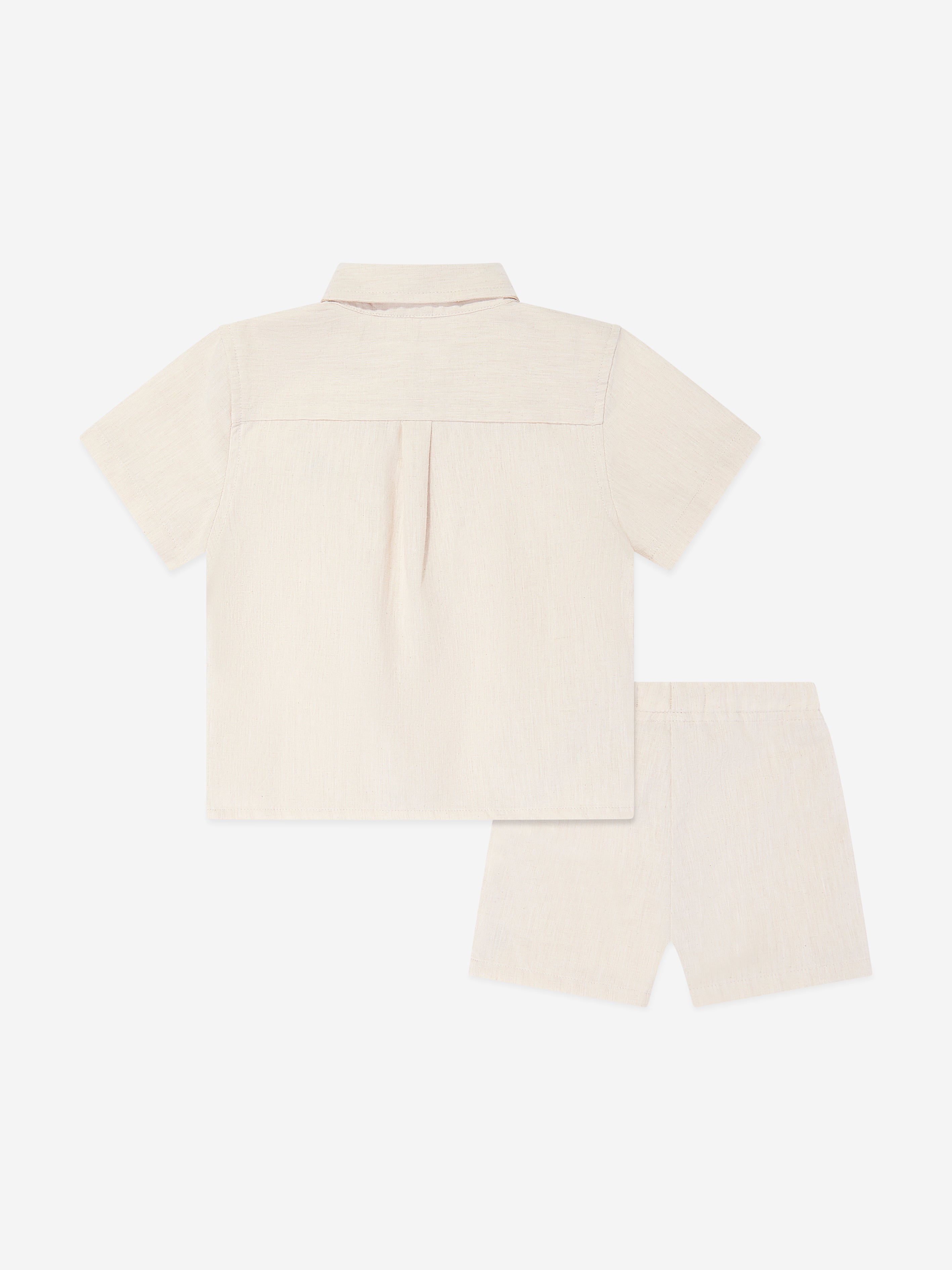 Calvin Klein Baby Boys Linen Blend Shorts Set in Beige
