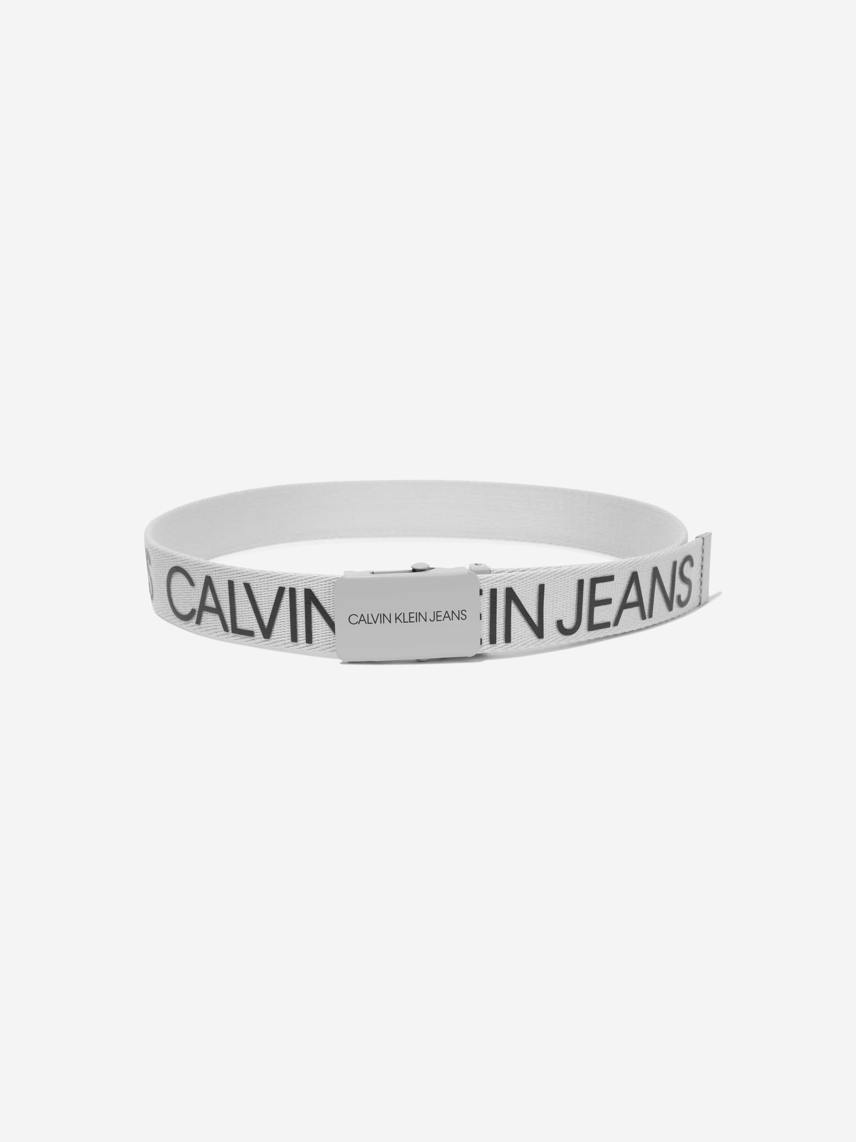 Calvin Klein Kids Canvas Logo Belt in White