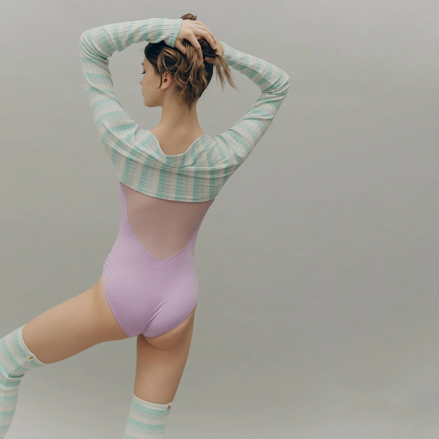 Girls Blue Stripes Ballet Shoulder Warmer