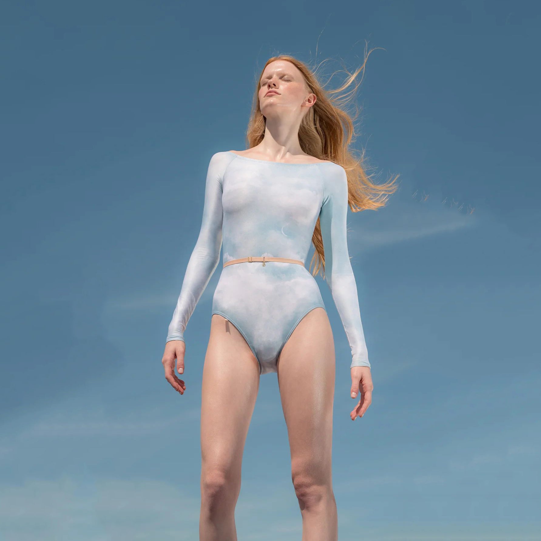 Women Sky Blue "CLOUDY" Long Sleeves Ballet Onesies(181LE20VL/sky blue)