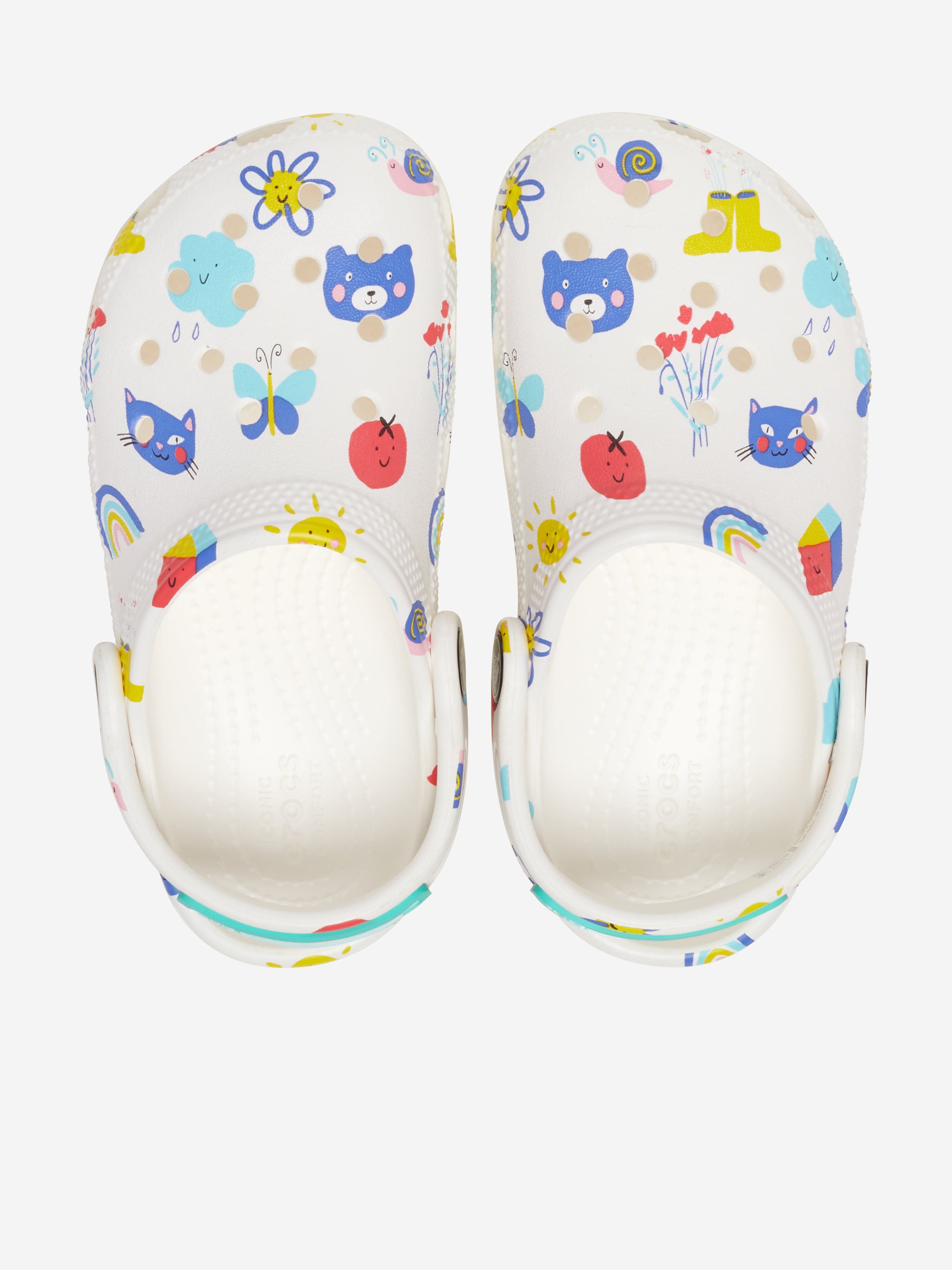 Kids Classic Doodle Print Clog in White