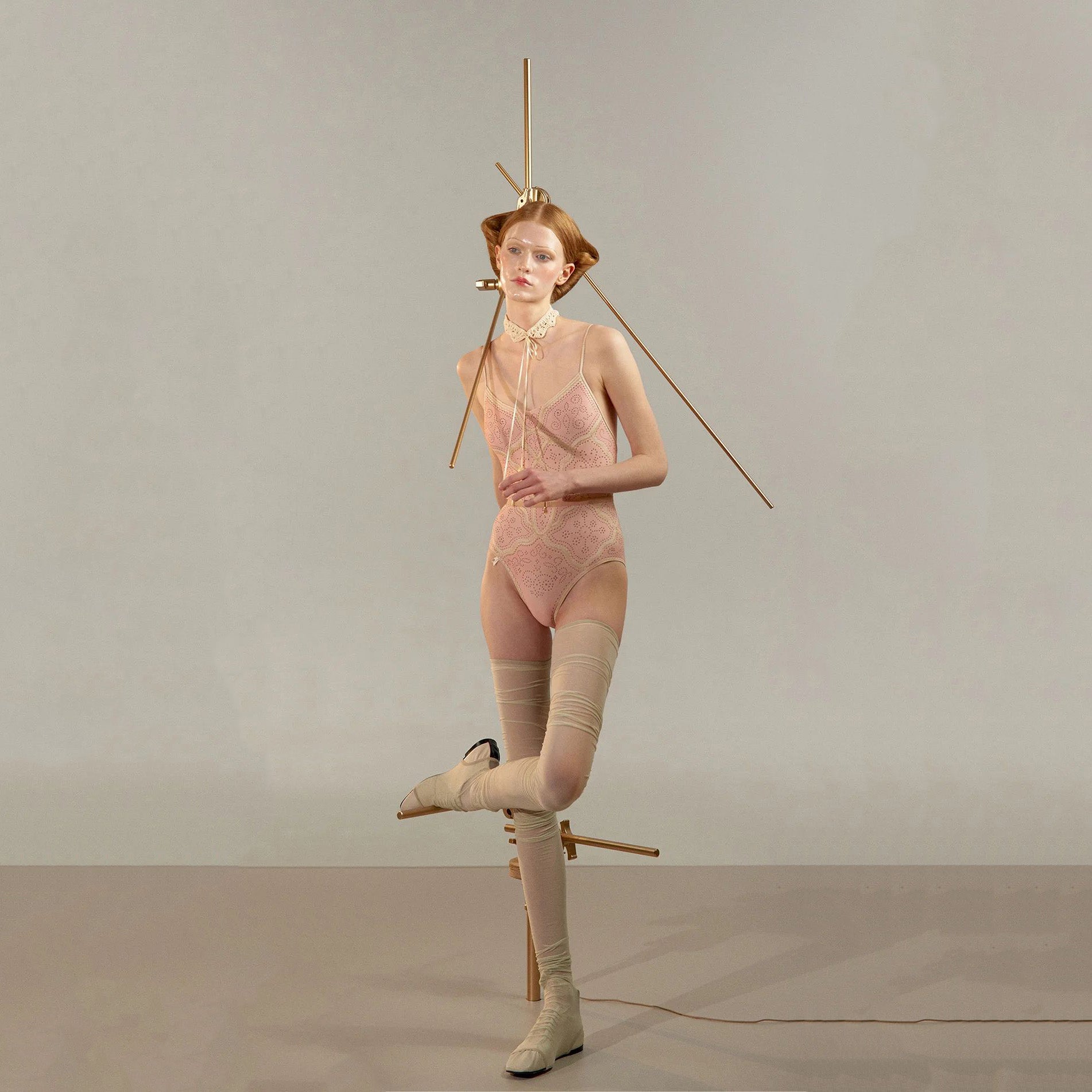 Women Light Pink"PUNCHED LEATHER"Ballet Onesies(251LE05VL/baby blush)