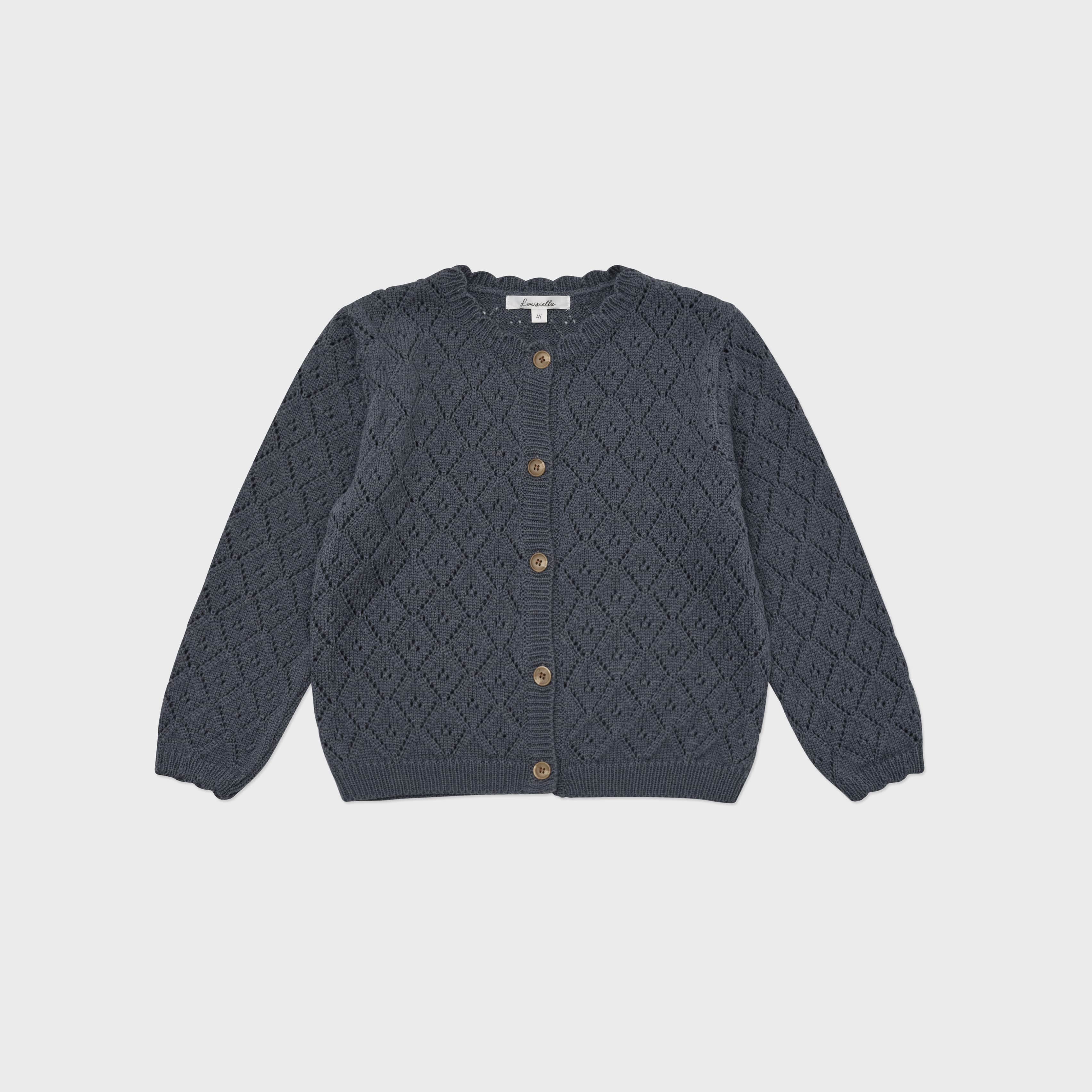 Girls Navy Hollow Cardigan