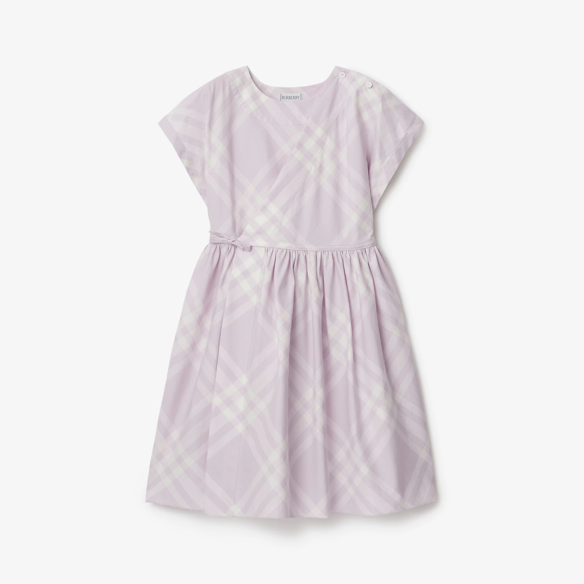Girls Light Lilac Check Cotton Dress