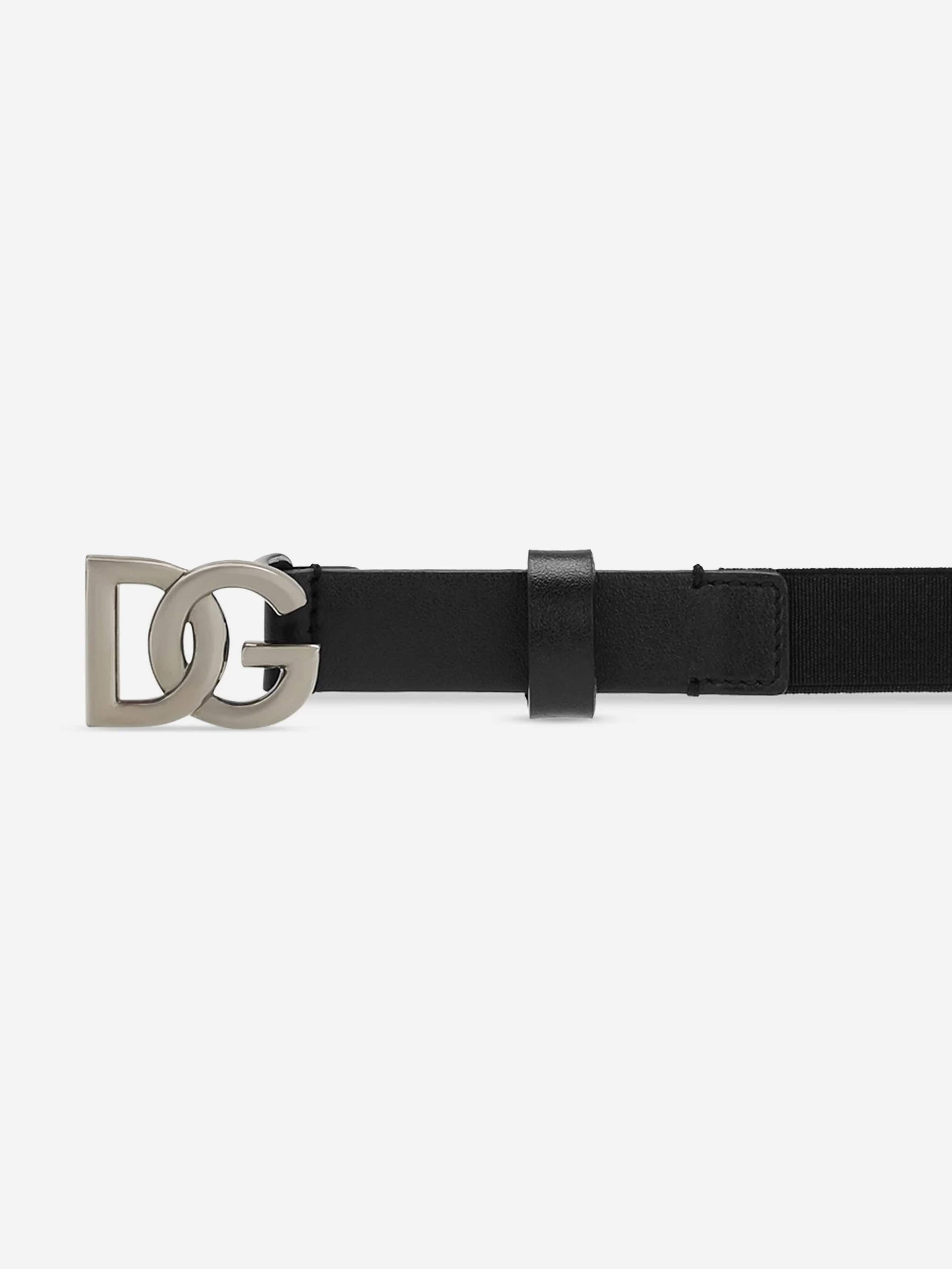 Dolce & Gabbana Boys Elasticated Logo Belt in Black