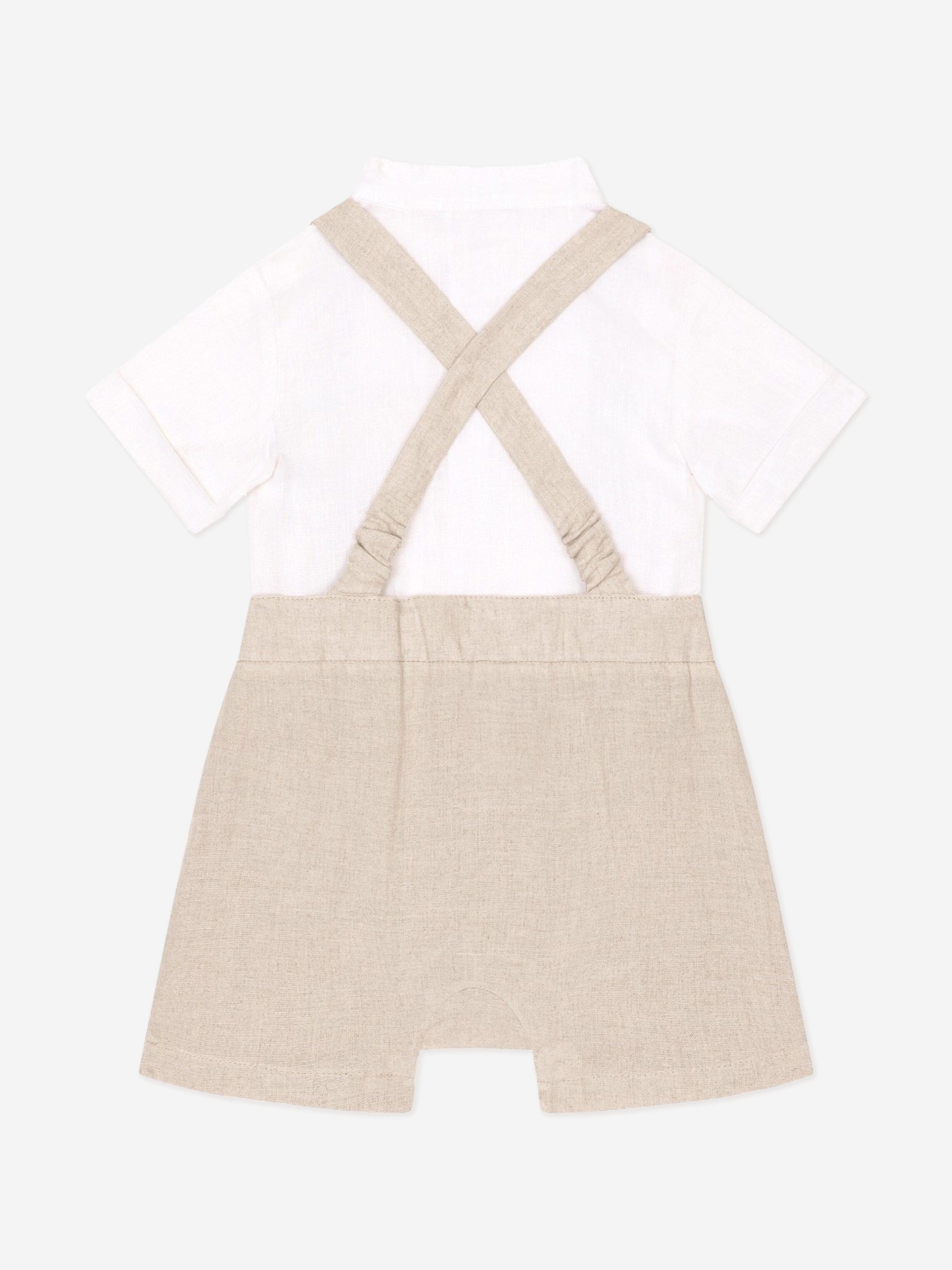 Dolce & Gabbana Baby Boys Linen Romper in Beige