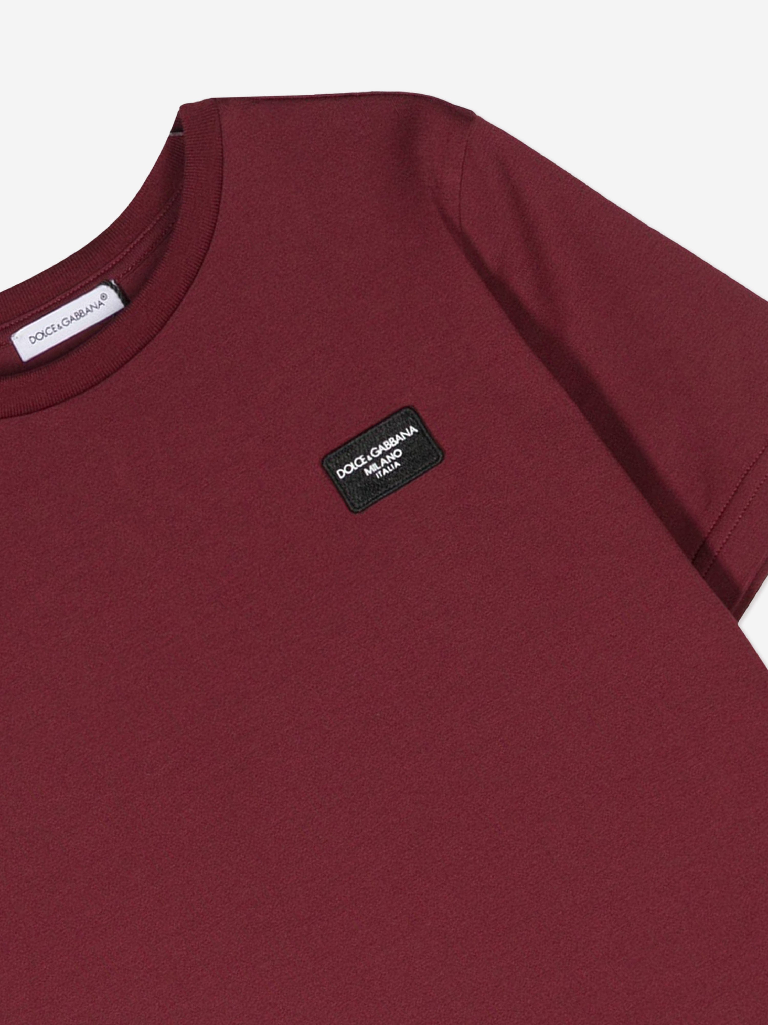 Dolce & Gabbana Boys Logo Label T-Shirt in Red