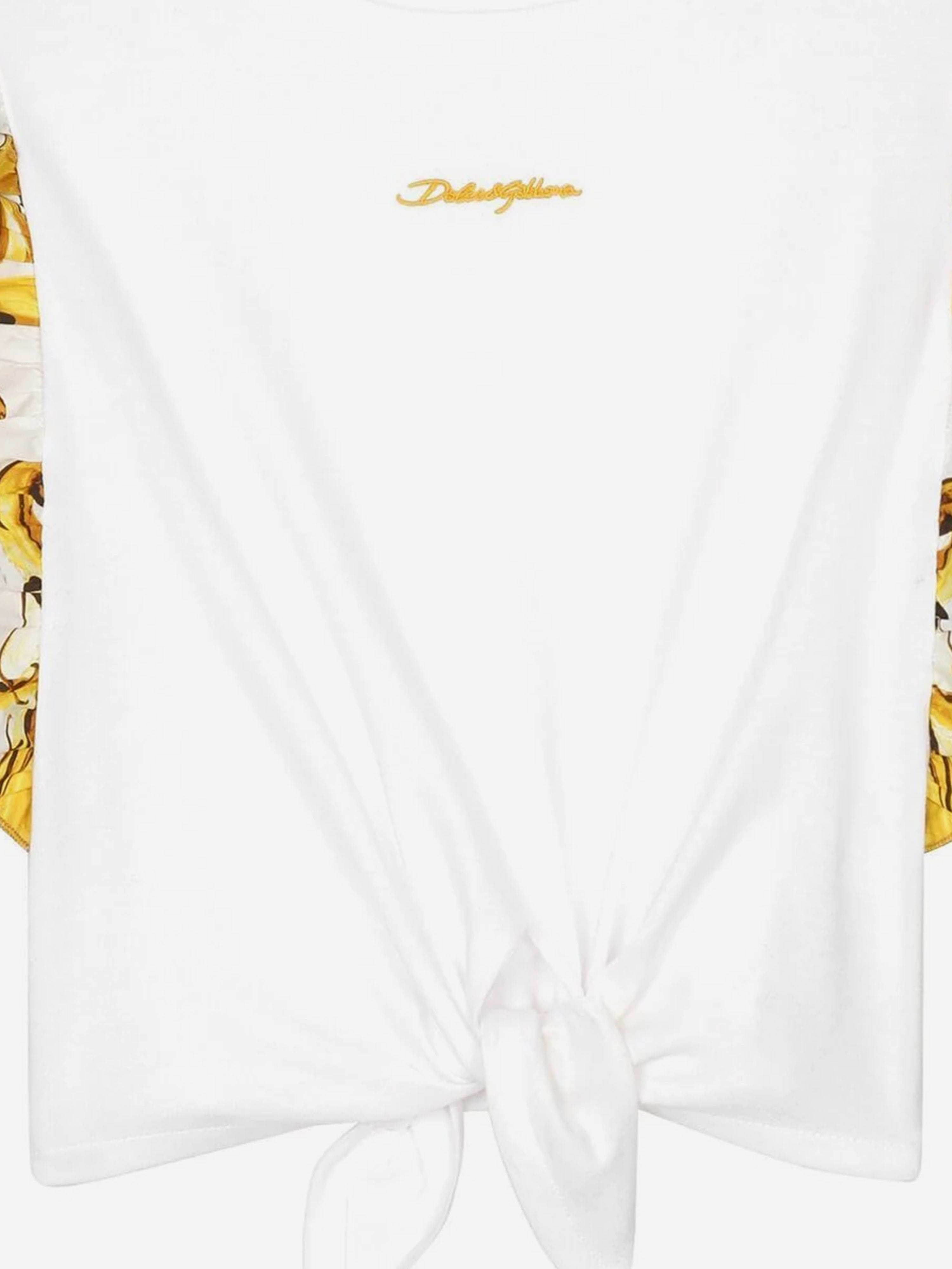 Dolce & Gabbana Girls Maiolica Tie Front Top in White
