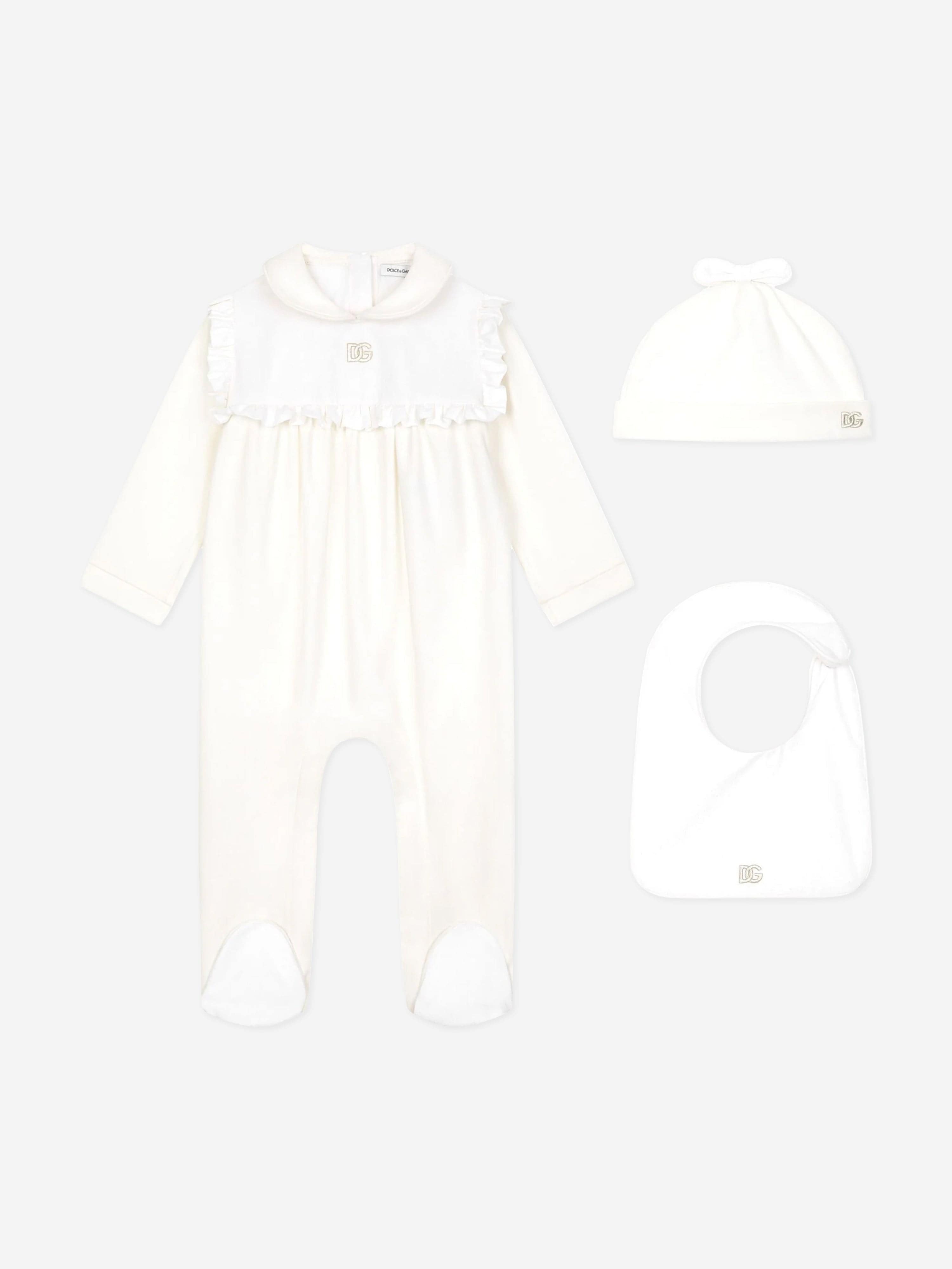 Dolce & Gabbana Baby Girls Babygrow Gift Set in White