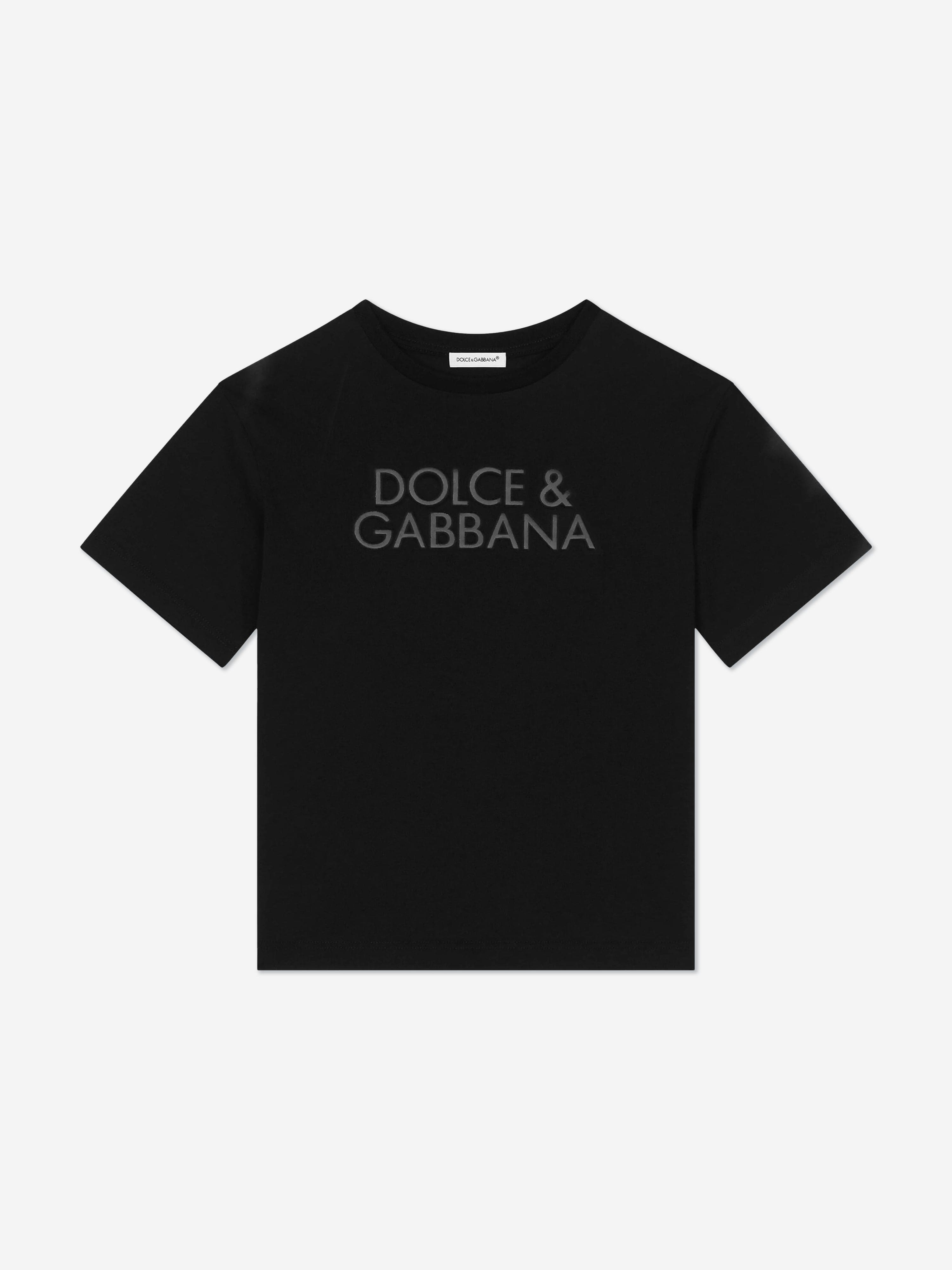 Dolce & Gabbana Boys Embossed Logo T-Shirt in Black