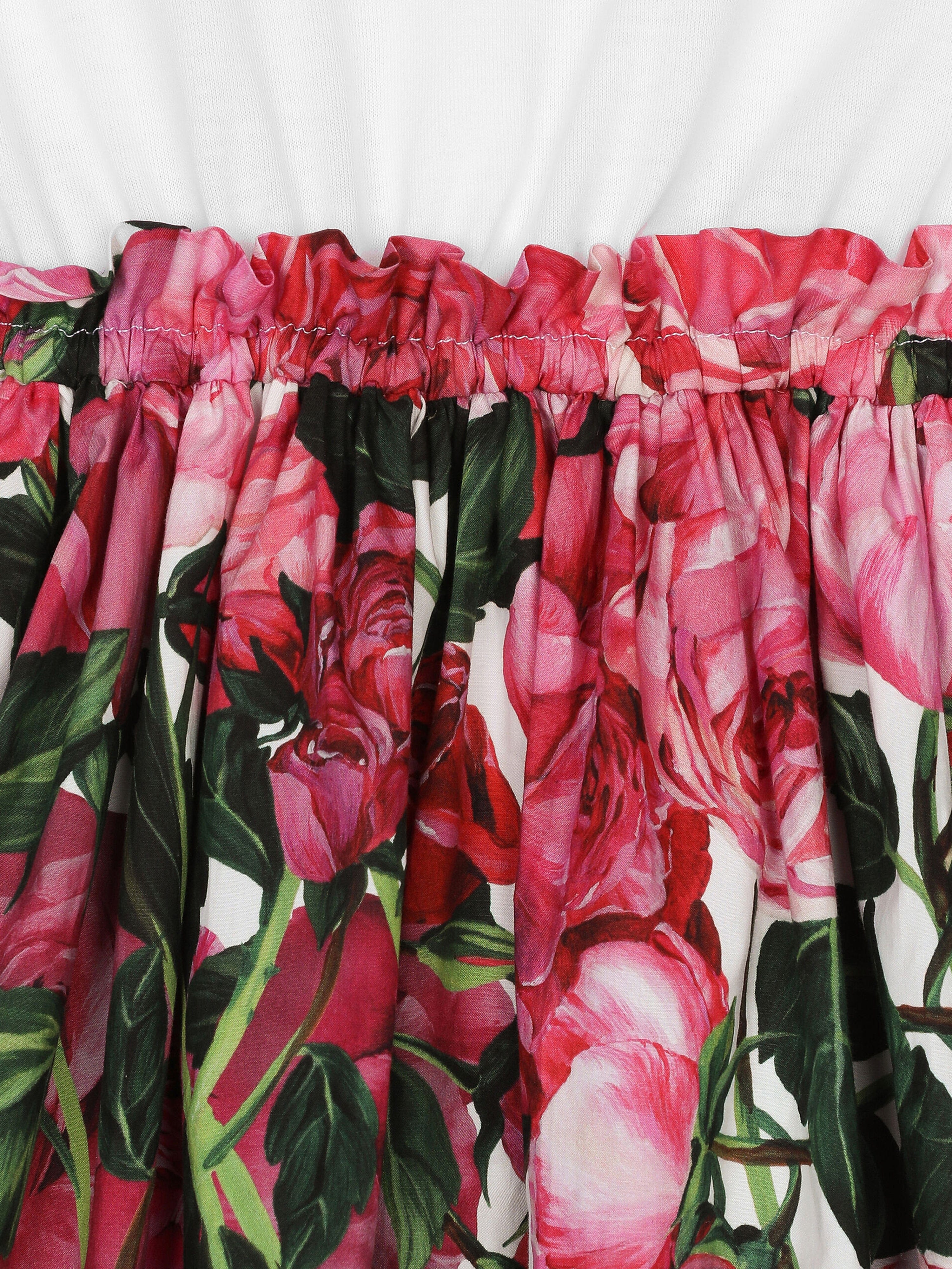 Dolce & Gabbana Girls Cotton Rose Print Dress in Pink
