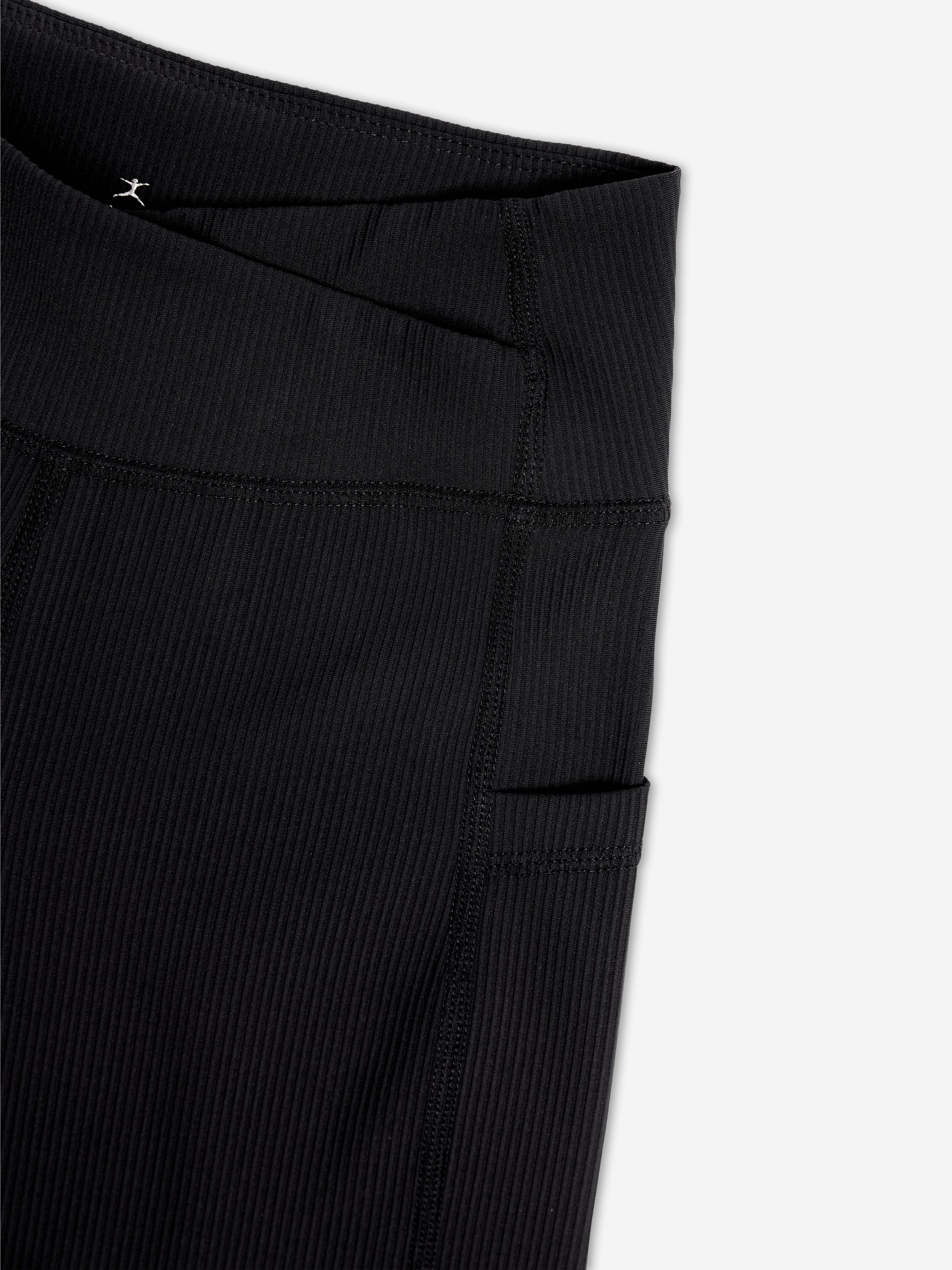 Danskin Girls Ribbed High Waist V Shape Waistband Shorts in Black