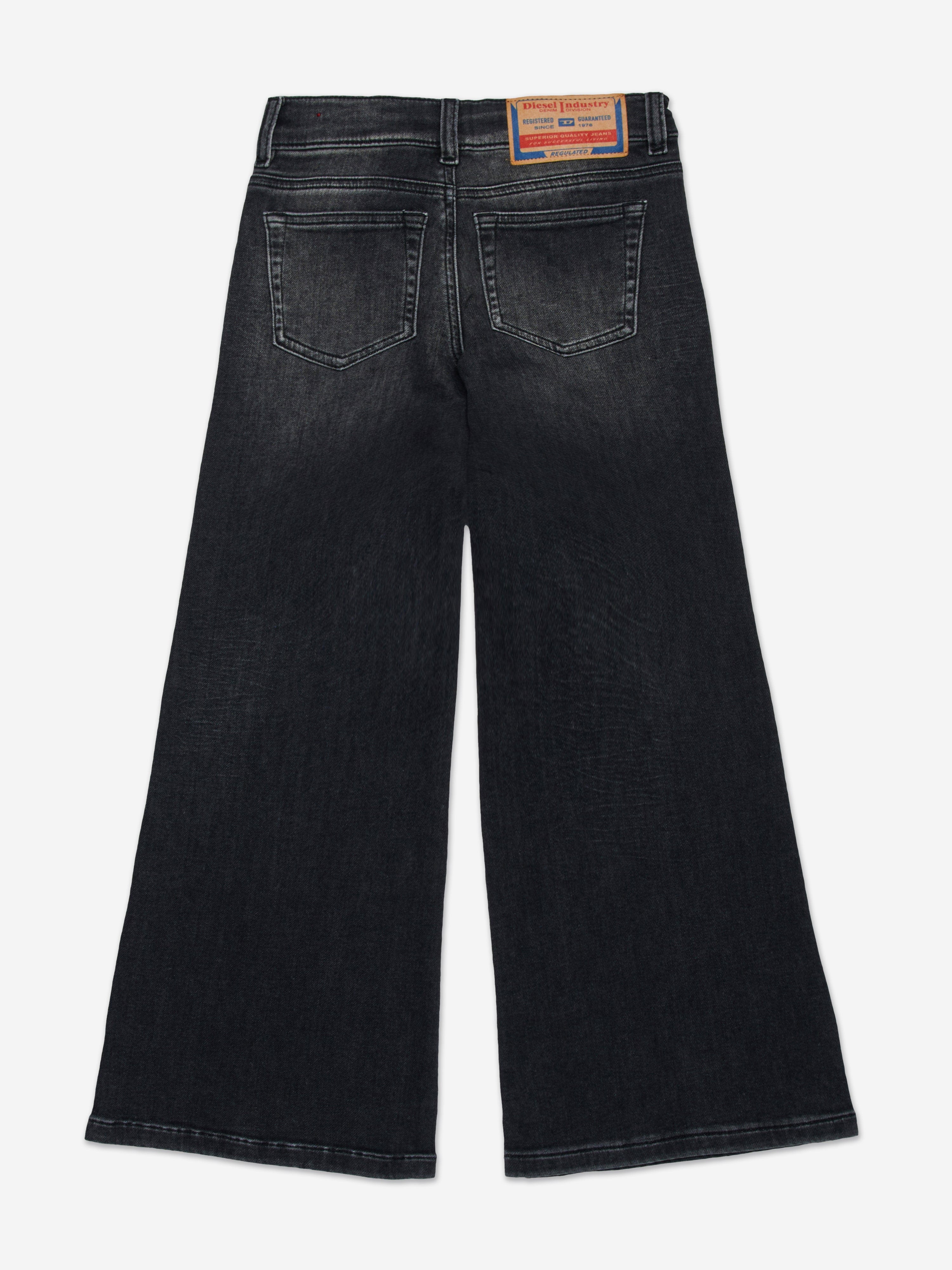 Diesel Girls Wide Leg Jeans in Black