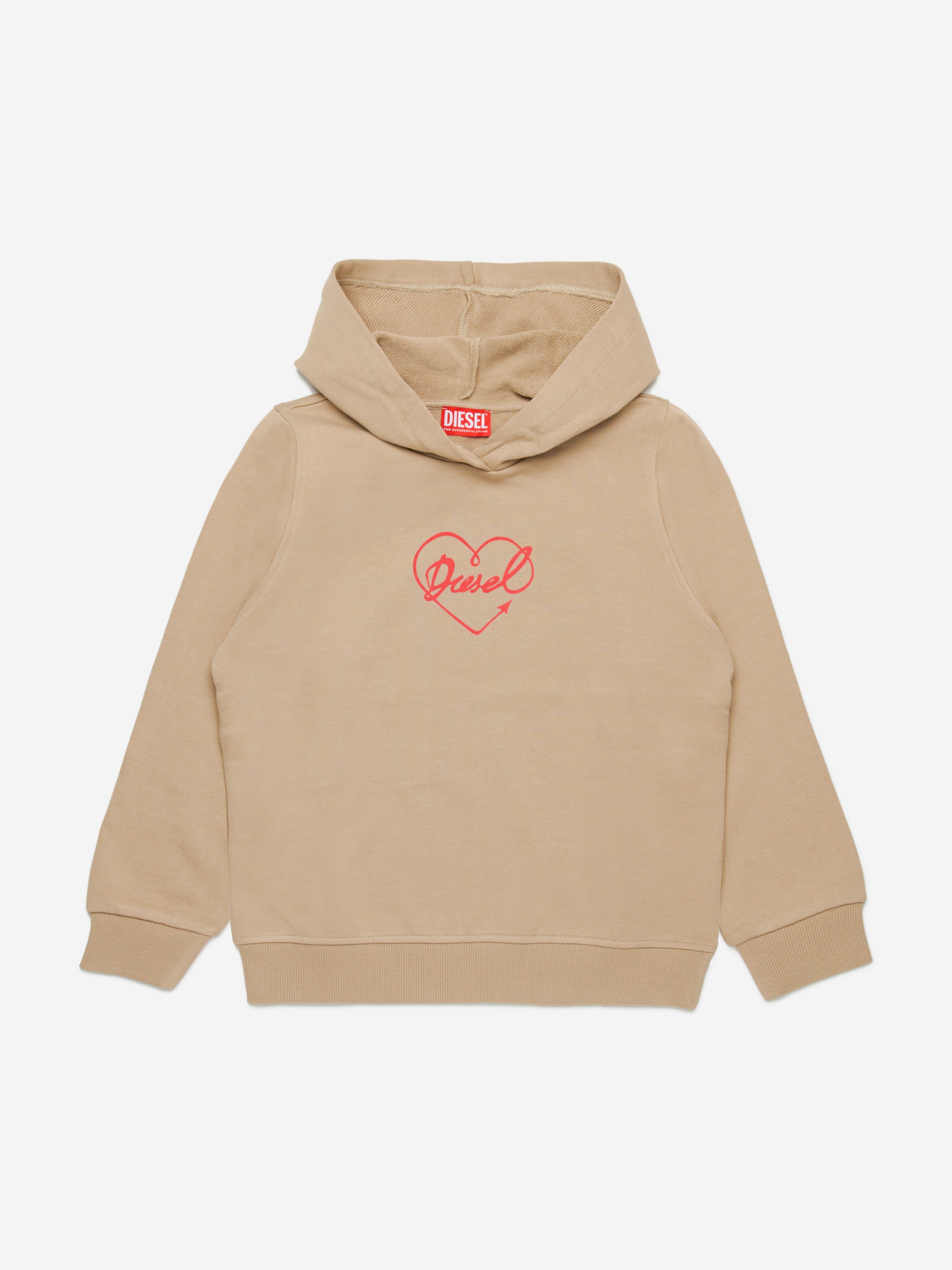 Diesel Girls Siddy Logo Hoodie in Beige